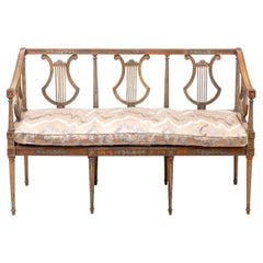 Louis XVI Neoclassical Style Lyre Back Bench