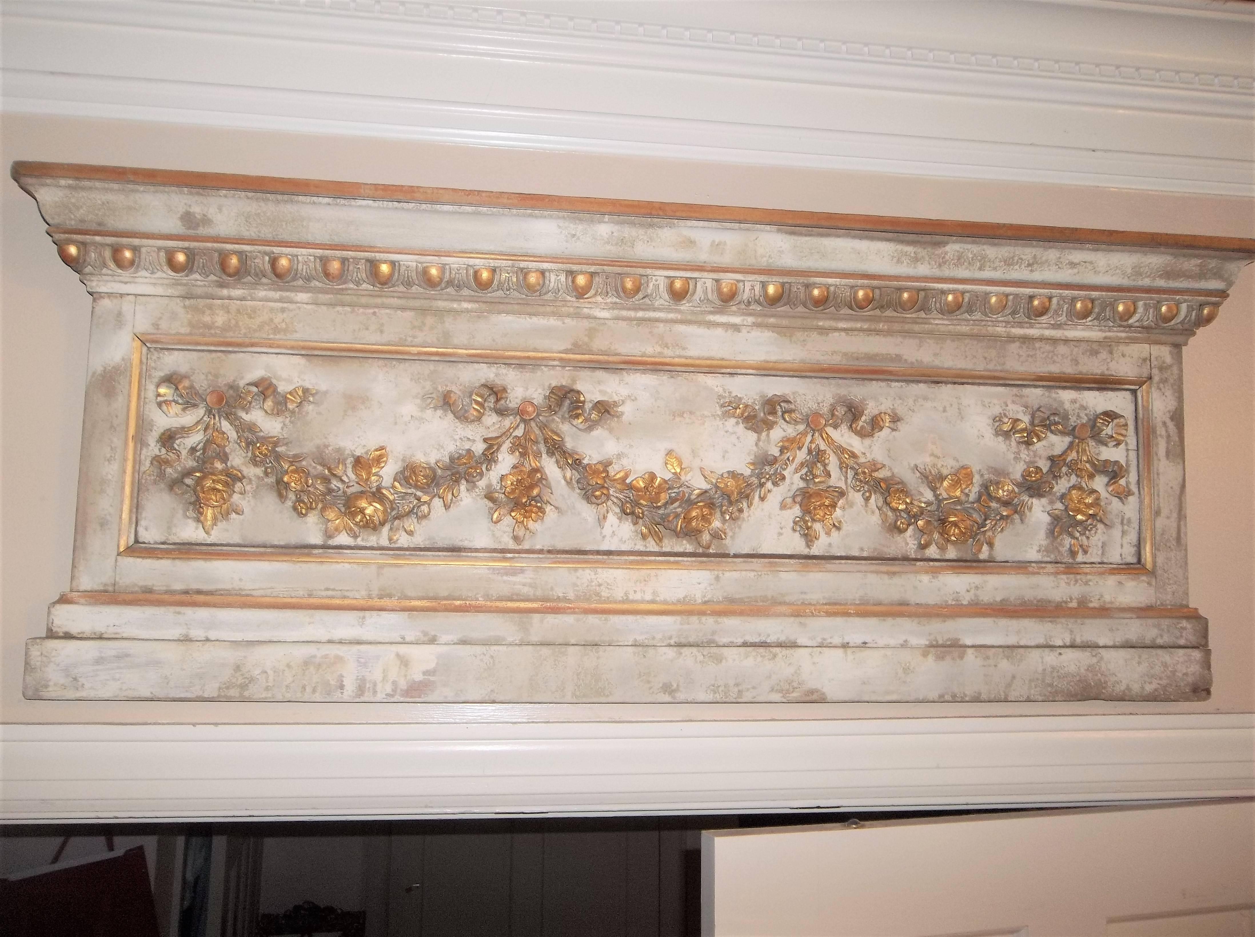 Louis XVI Neoclassical Style Paint and Giltwood Boiserie Overdoor Panel 8