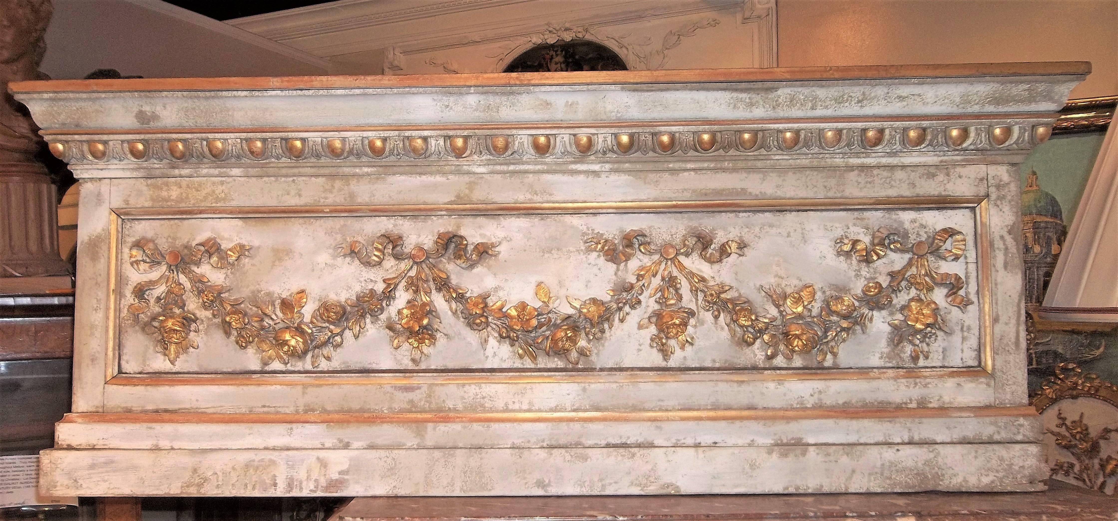 Louis XVI Neoclassical Style Paint and Giltwood Boiserie Overdoor Panel 10