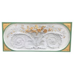 Louis XVI Neoclassical Styled Gilt and Paint Decorated Overdoor Panel