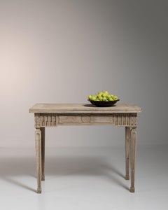 Louis XVI Oak Side Table, Whitewashed Finish, Extendable Top, France