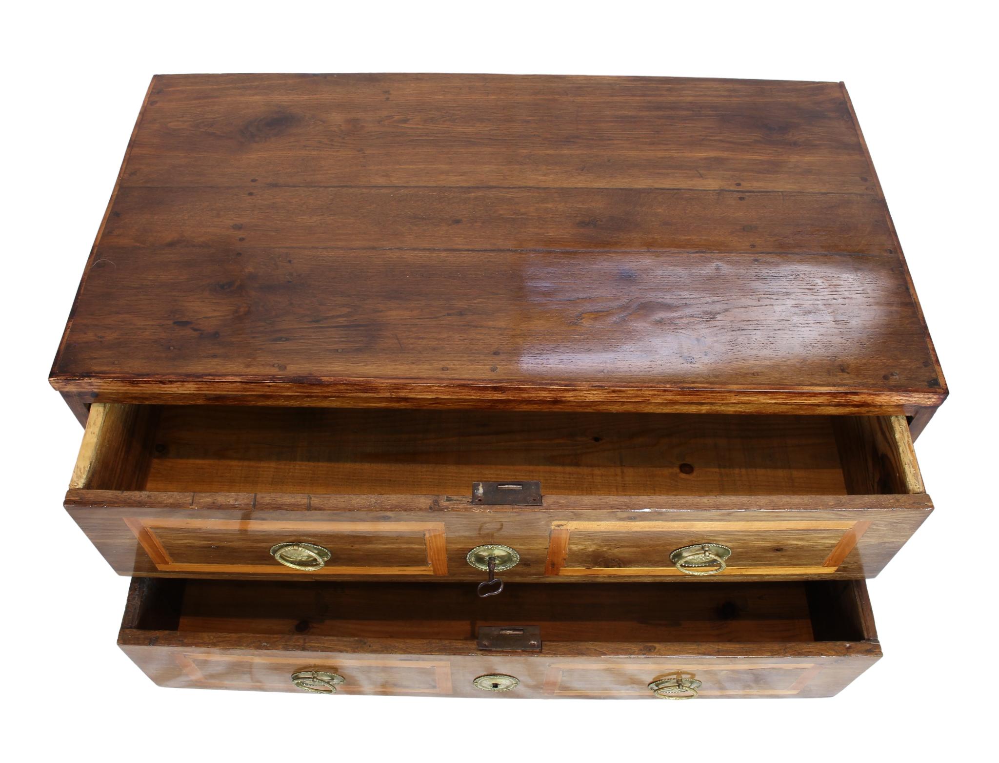 Pine Louis XVI Oak Two Drawer Commode For Sale