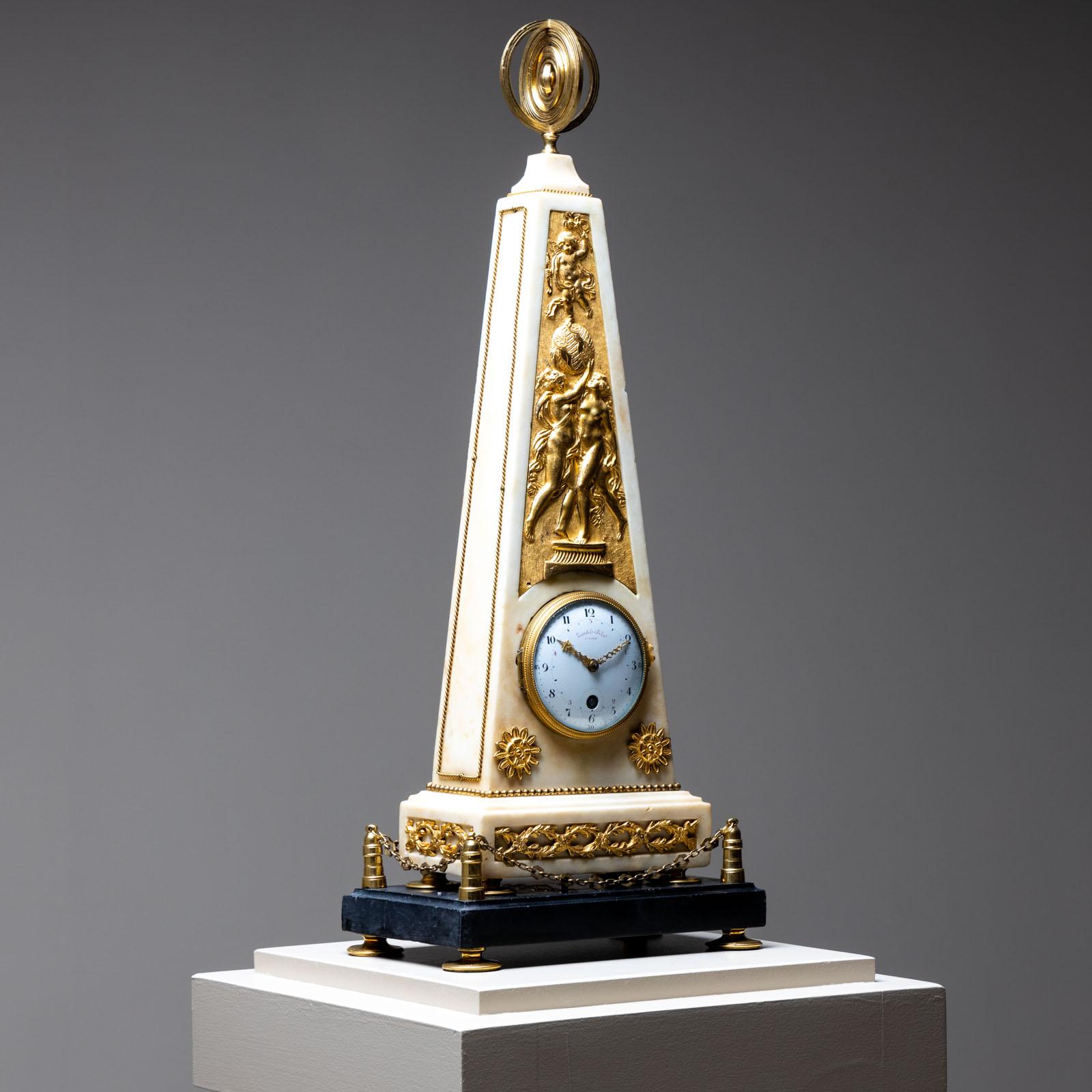 Louis XVI Obelisk Clock, signed Dautel Fils, Paris, circa 1780 In Good Condition For Sale In Greding, DE