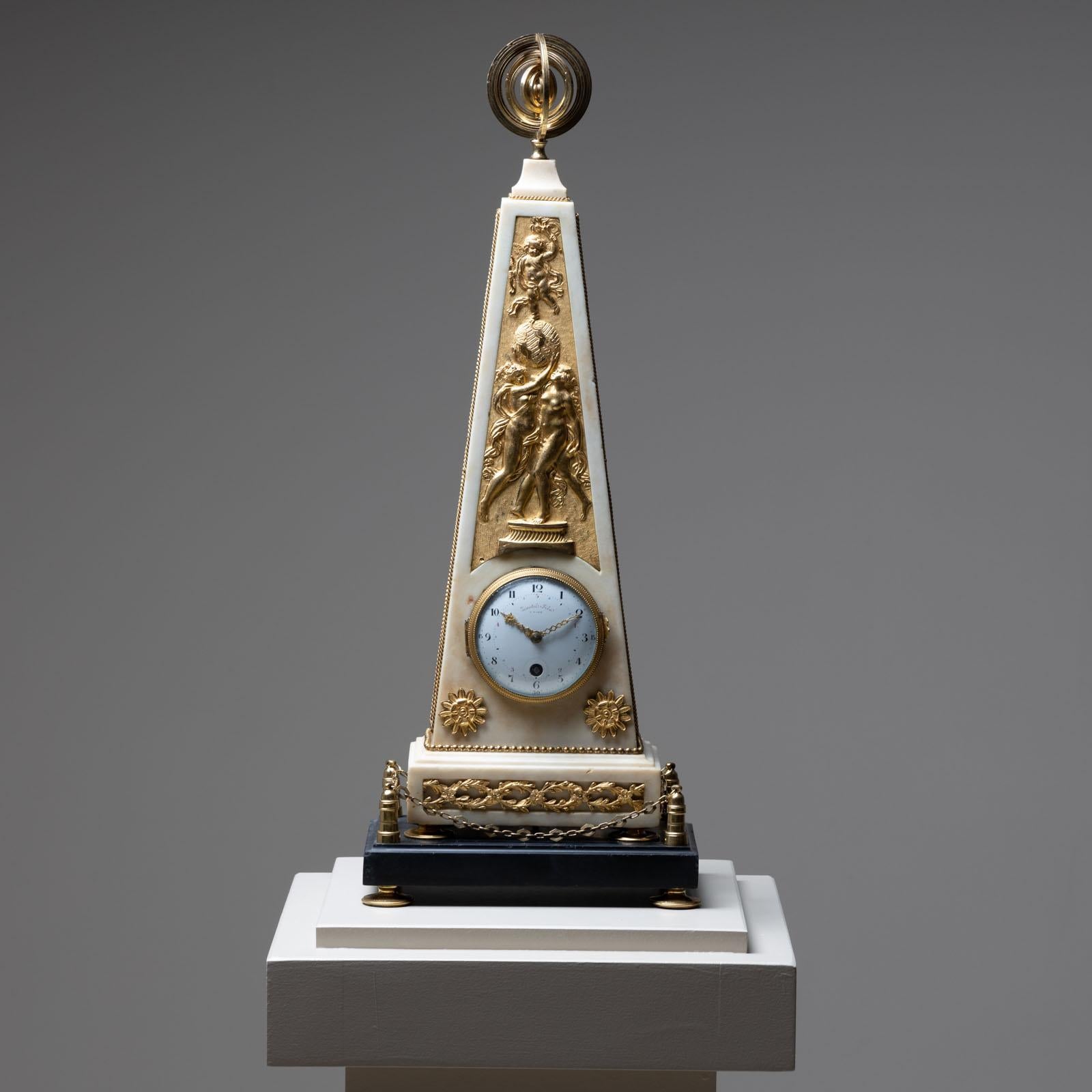 Louis XVI Obelisk Clock, signed Dautel Fils, Paris, circa 1780 For Sale 1