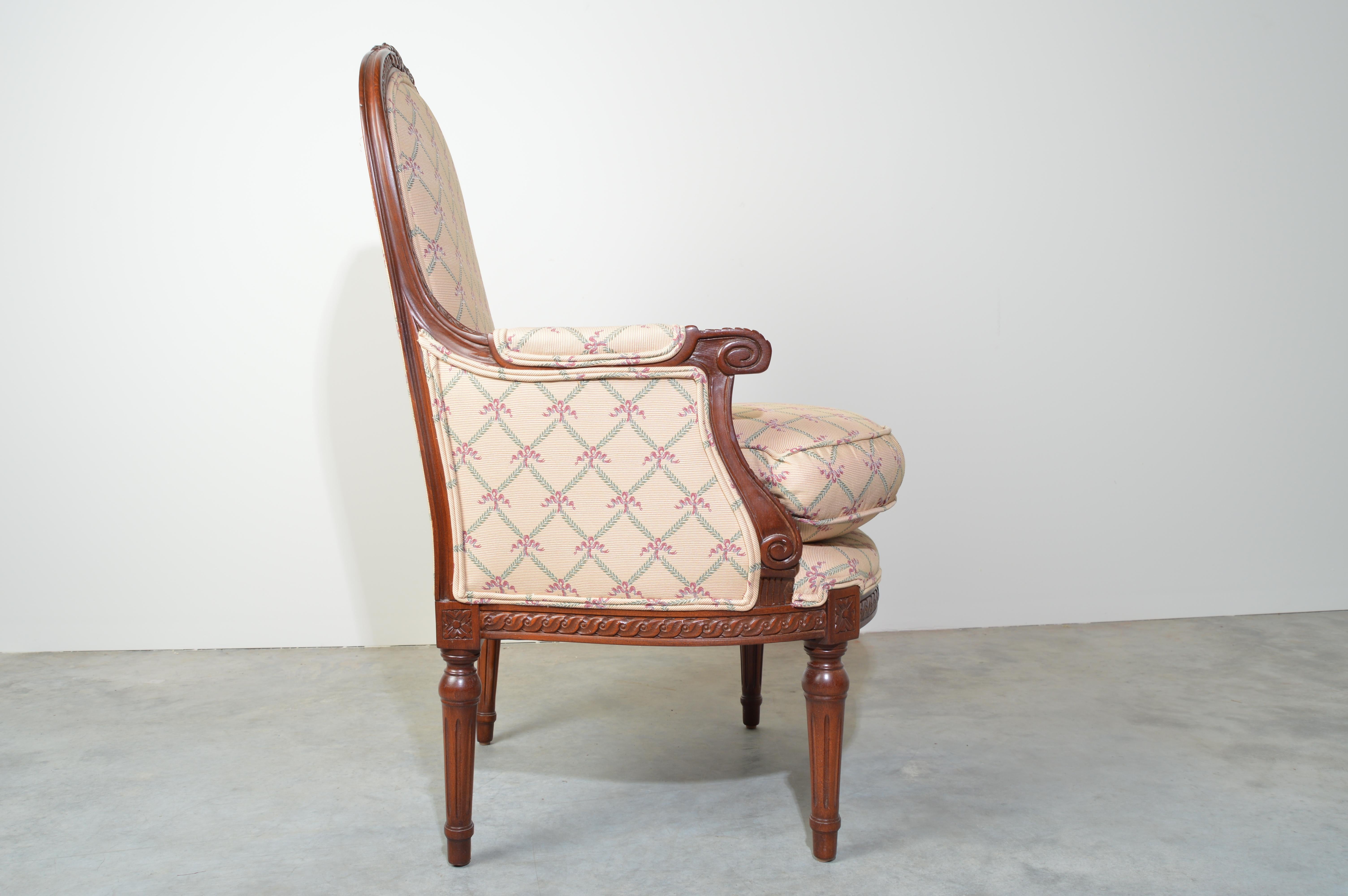 Carved Louis XVI Occasional Easy Chair by Hickory Heirloom