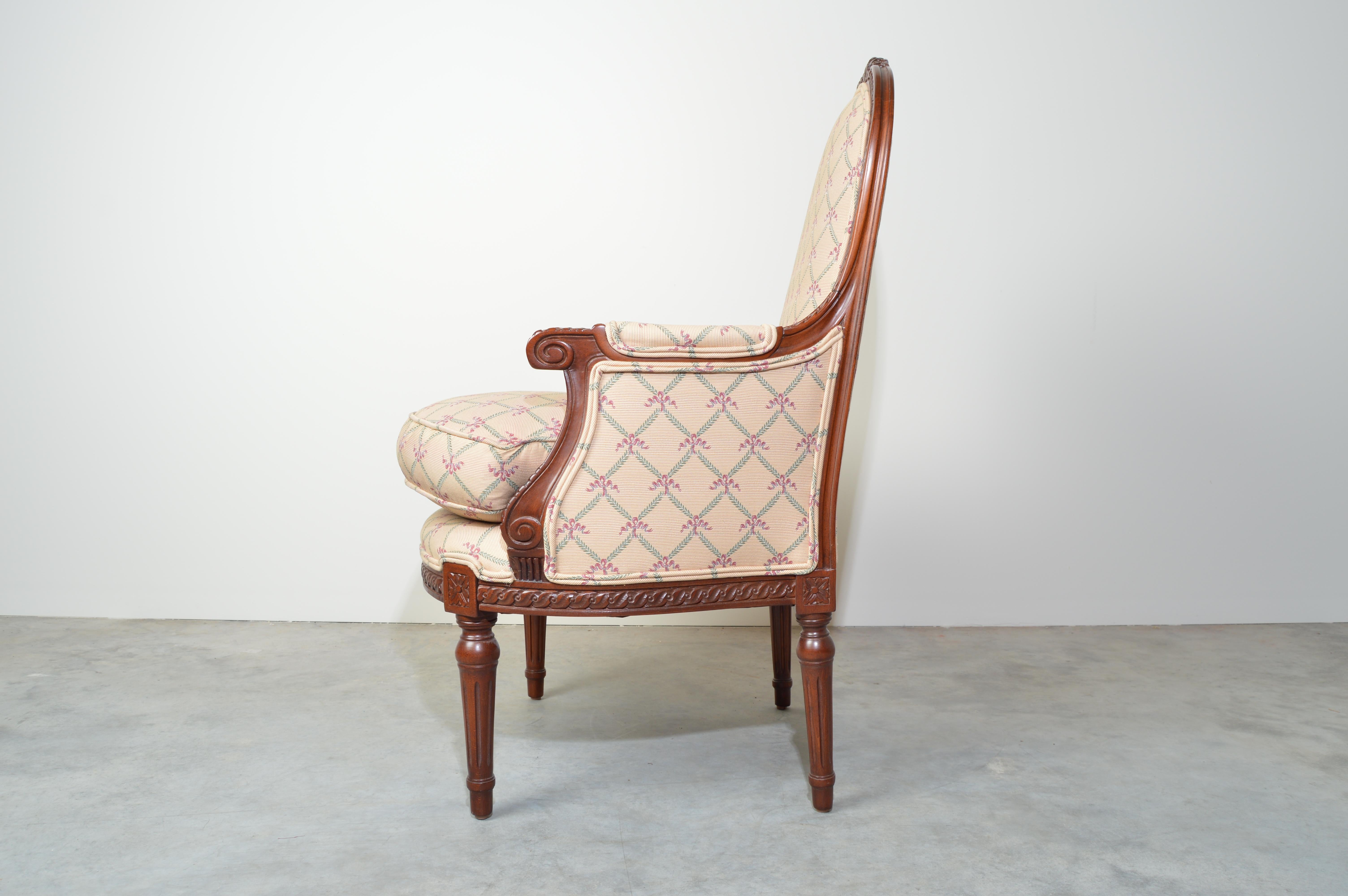 Late 20th Century Louis XVI Occasional Easy Chair by Hickory Heirloom