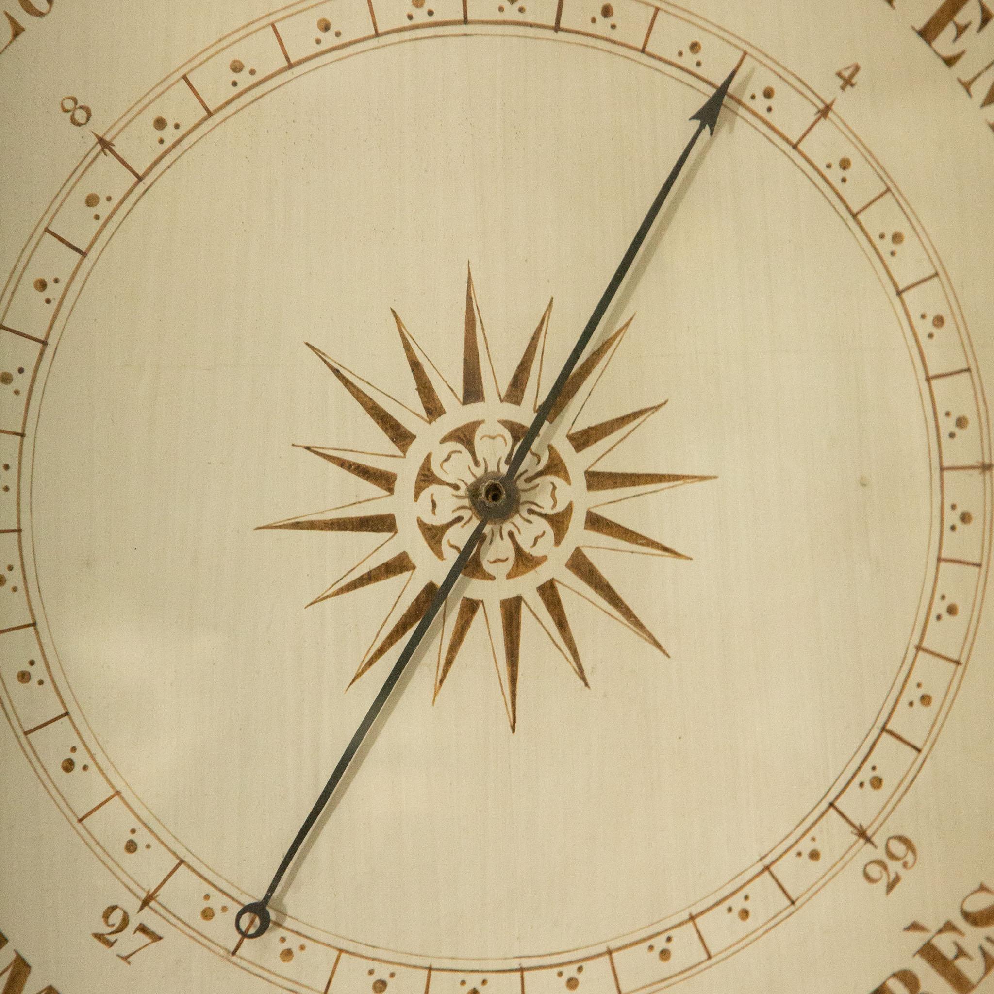 Glass Louis XVI Octagonal Giltwood Barometer-Thermometer with Lyre Crest (c. 1780) For Sale