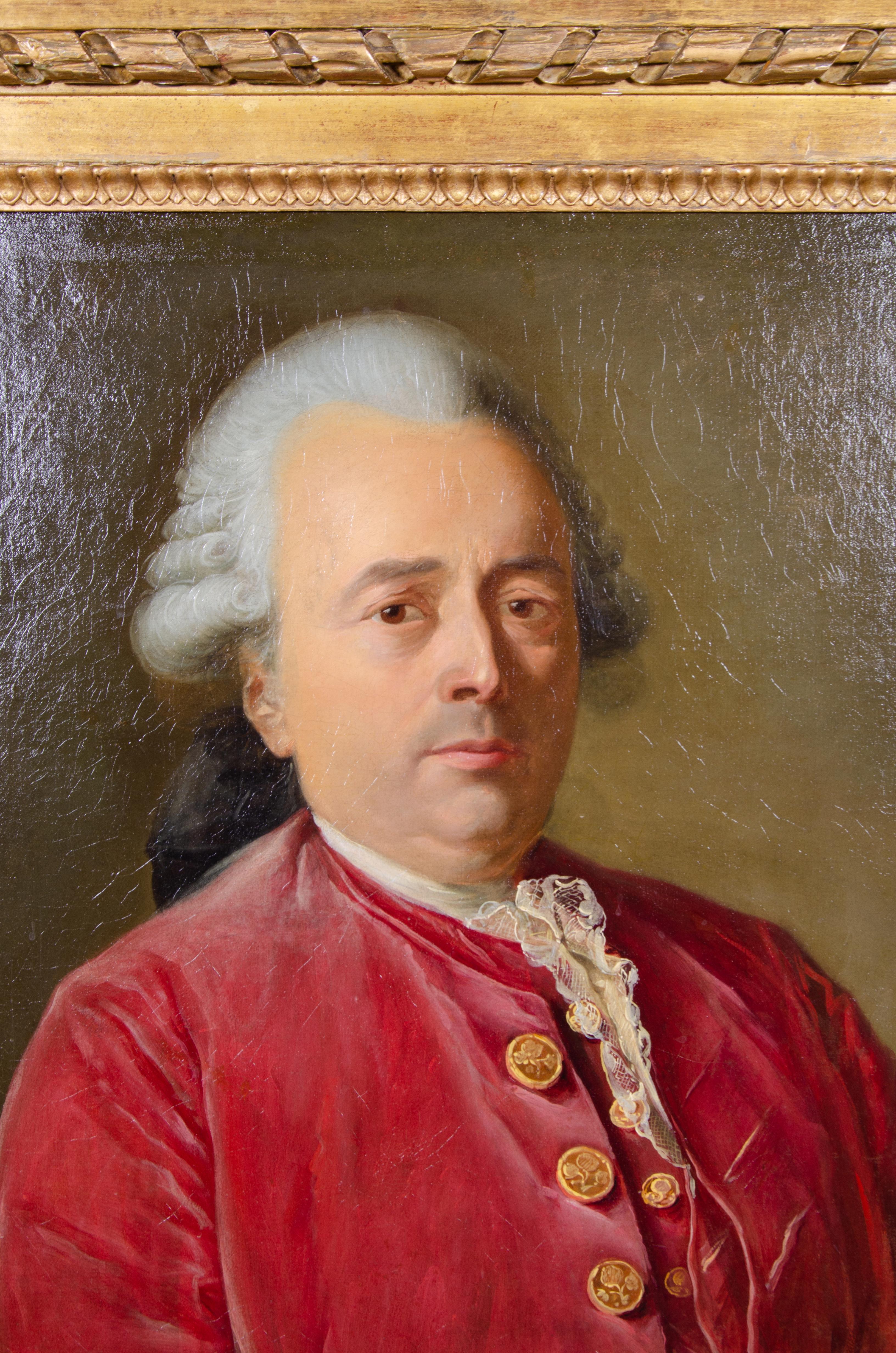 French Louis XVI Oil on Canvas Portrait of a Gentleman