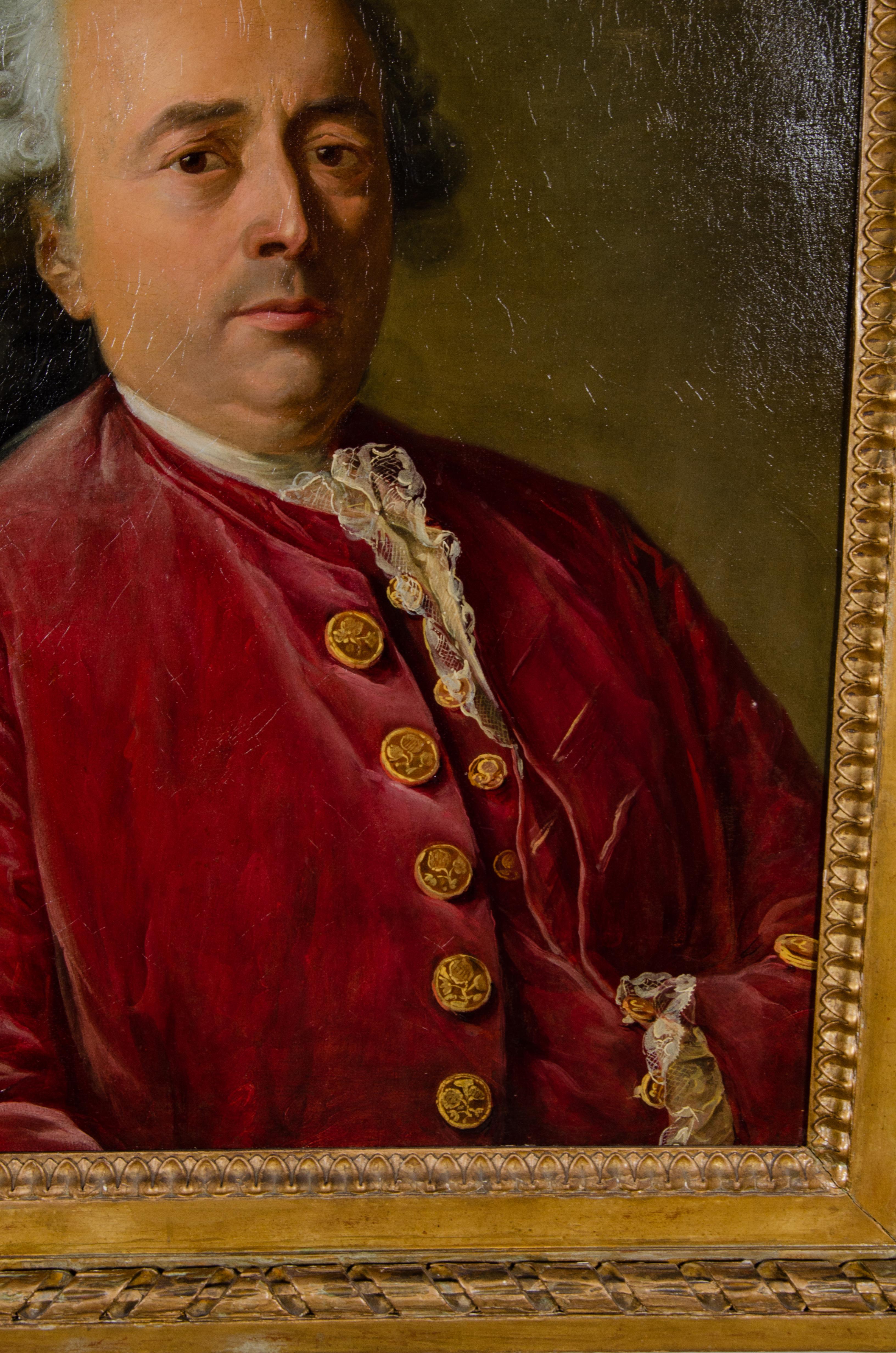 Oiled Louis XVI Oil on Canvas Portrait of a Gentleman