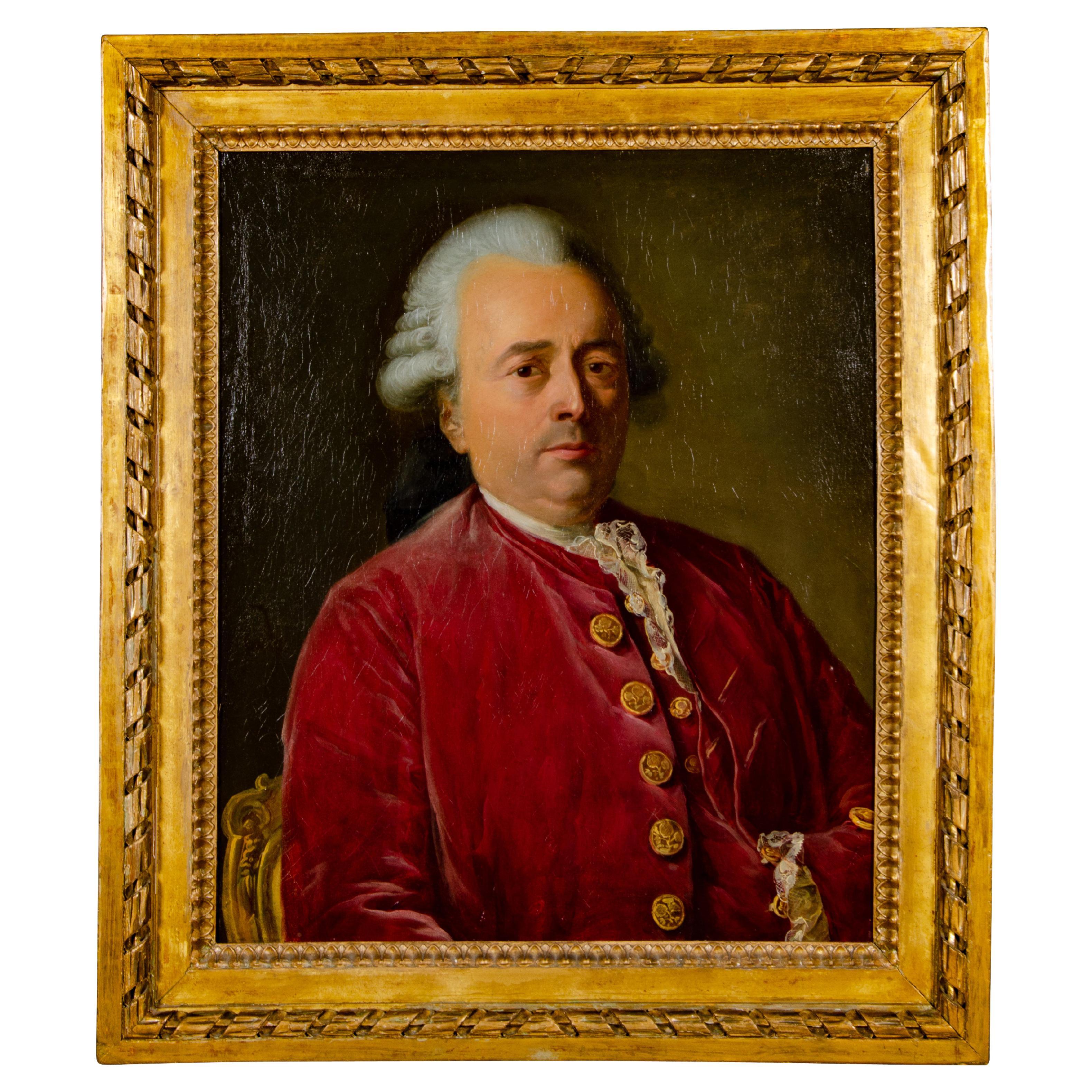 Louis XVI Oil on Canvas Portrait of a Gentleman