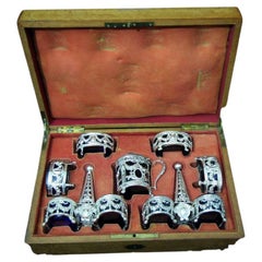 Antique Louis XVI - Original French 18th Century Sterling Silver Salt Cellars & Mustard