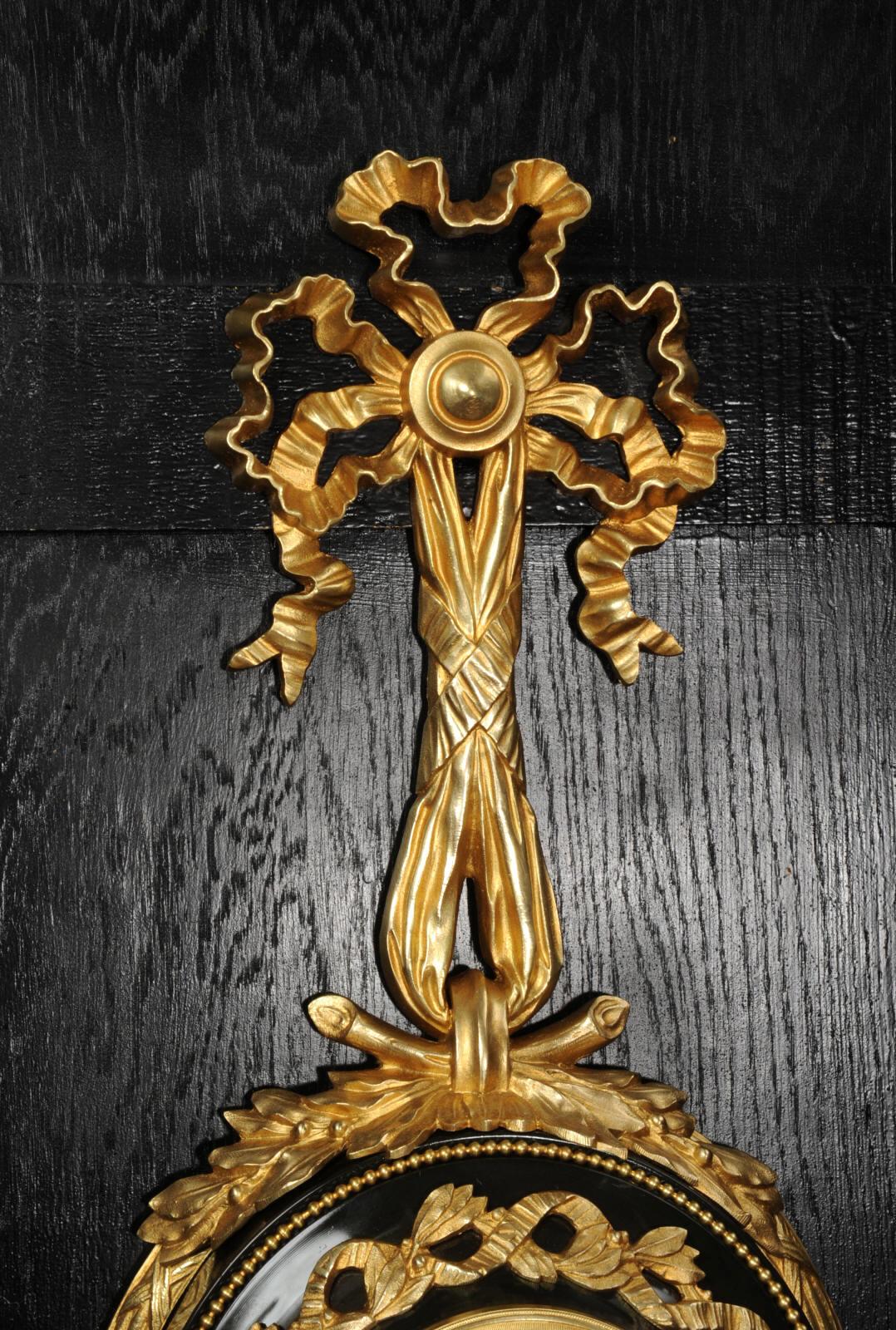 Louis XVI Ormolu and Bronze Cartel Antique French Wall Clock For Sale 5
