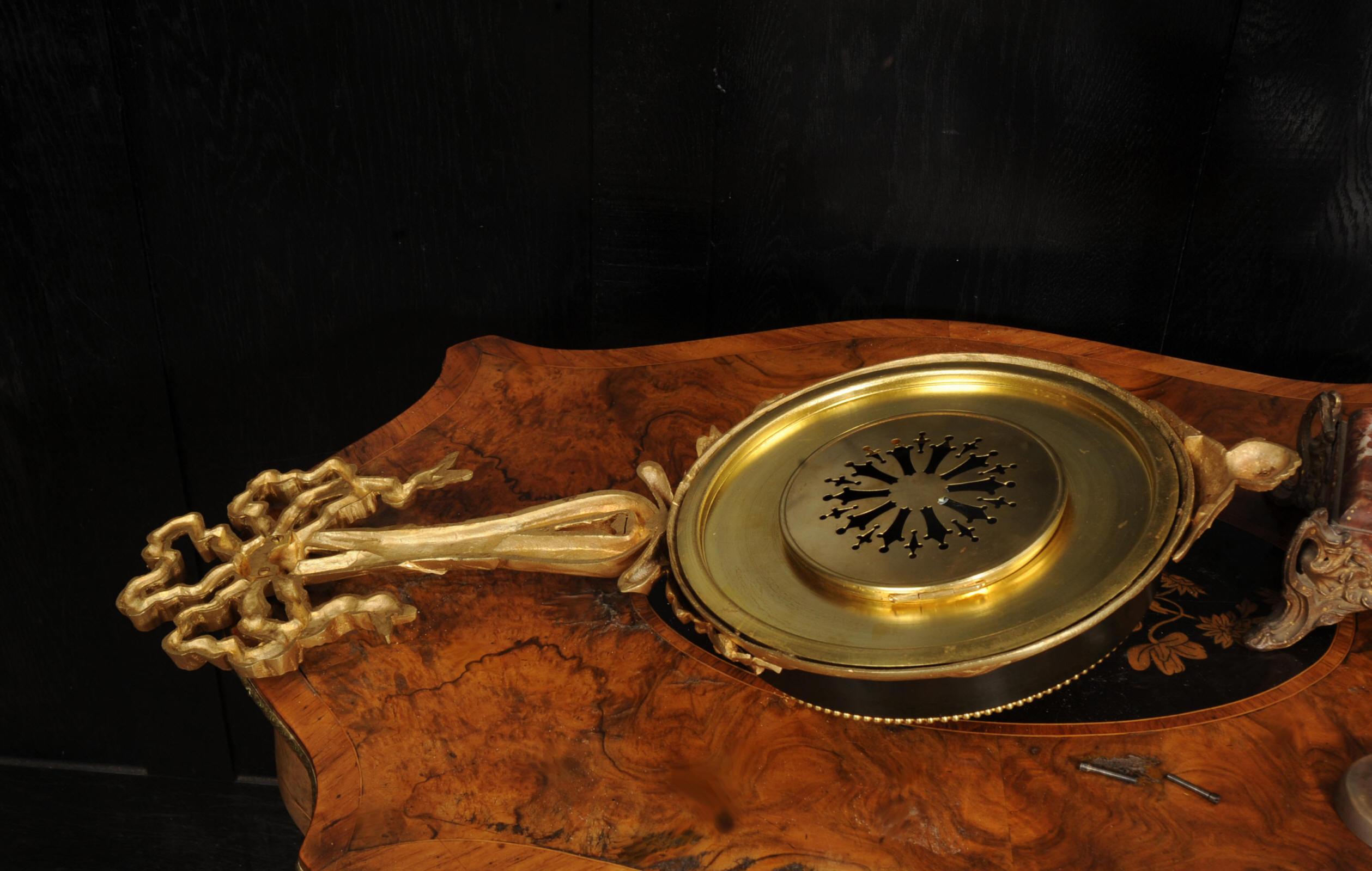 Louis XVI Ormolu and Bronze Cartel Antique French Wall Clock For Sale 10