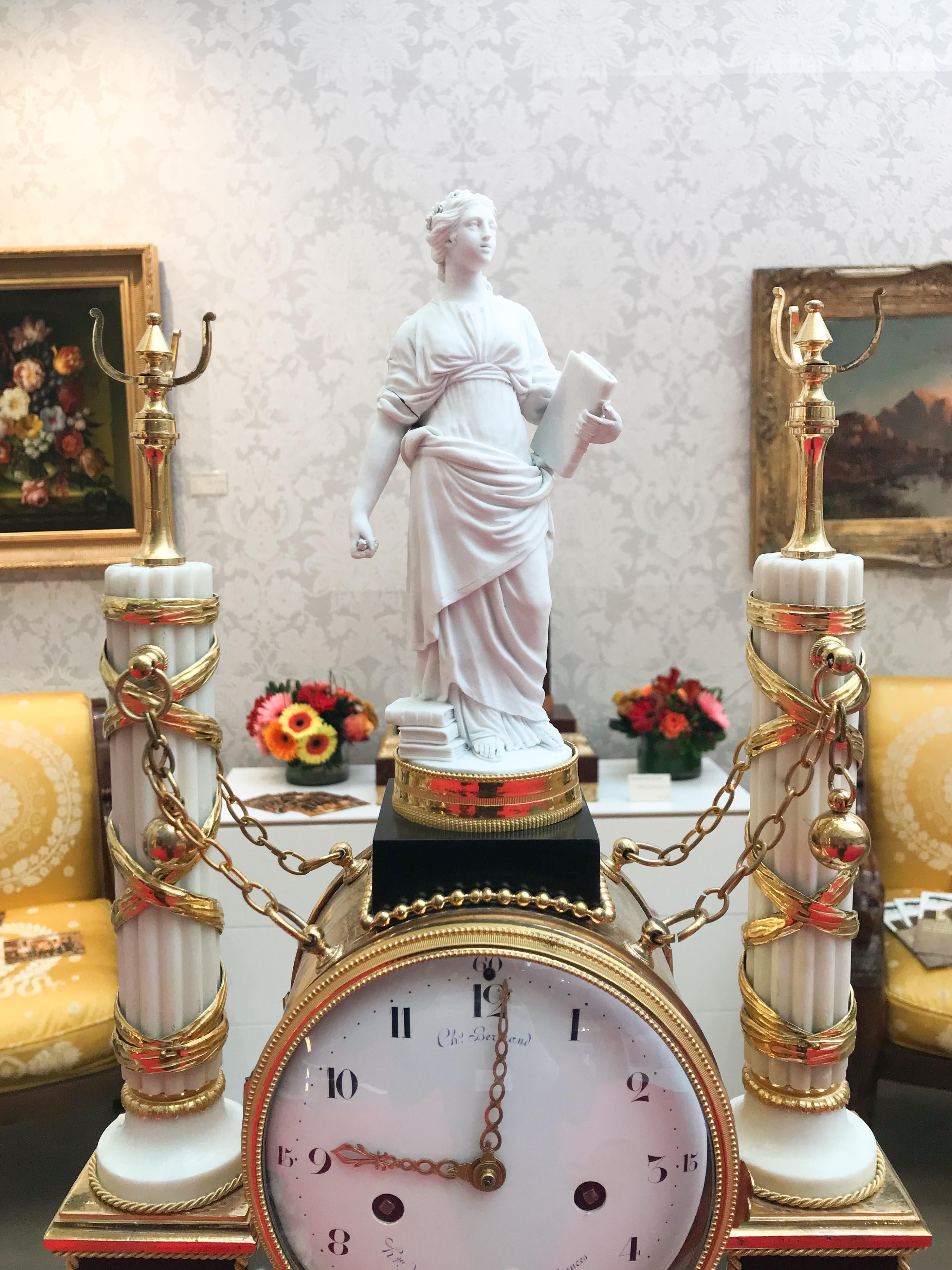 French Louis XVI Ormolu and Marble Clock For Sale