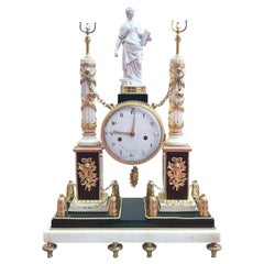 Louis XVI Ormolu and Marble Clock
