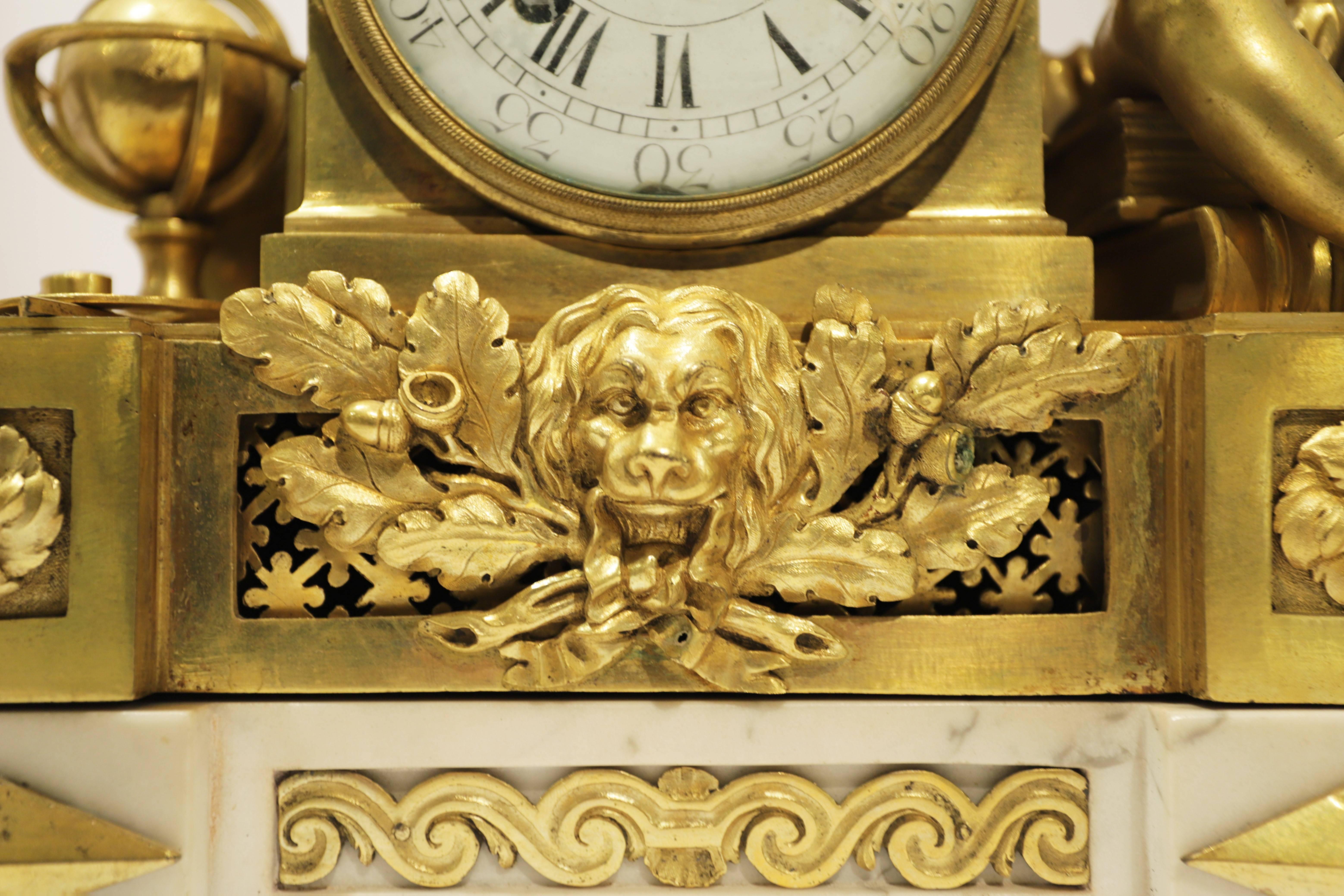 Louis XVI Ormolu and Marble Figural Mantel Clock 4