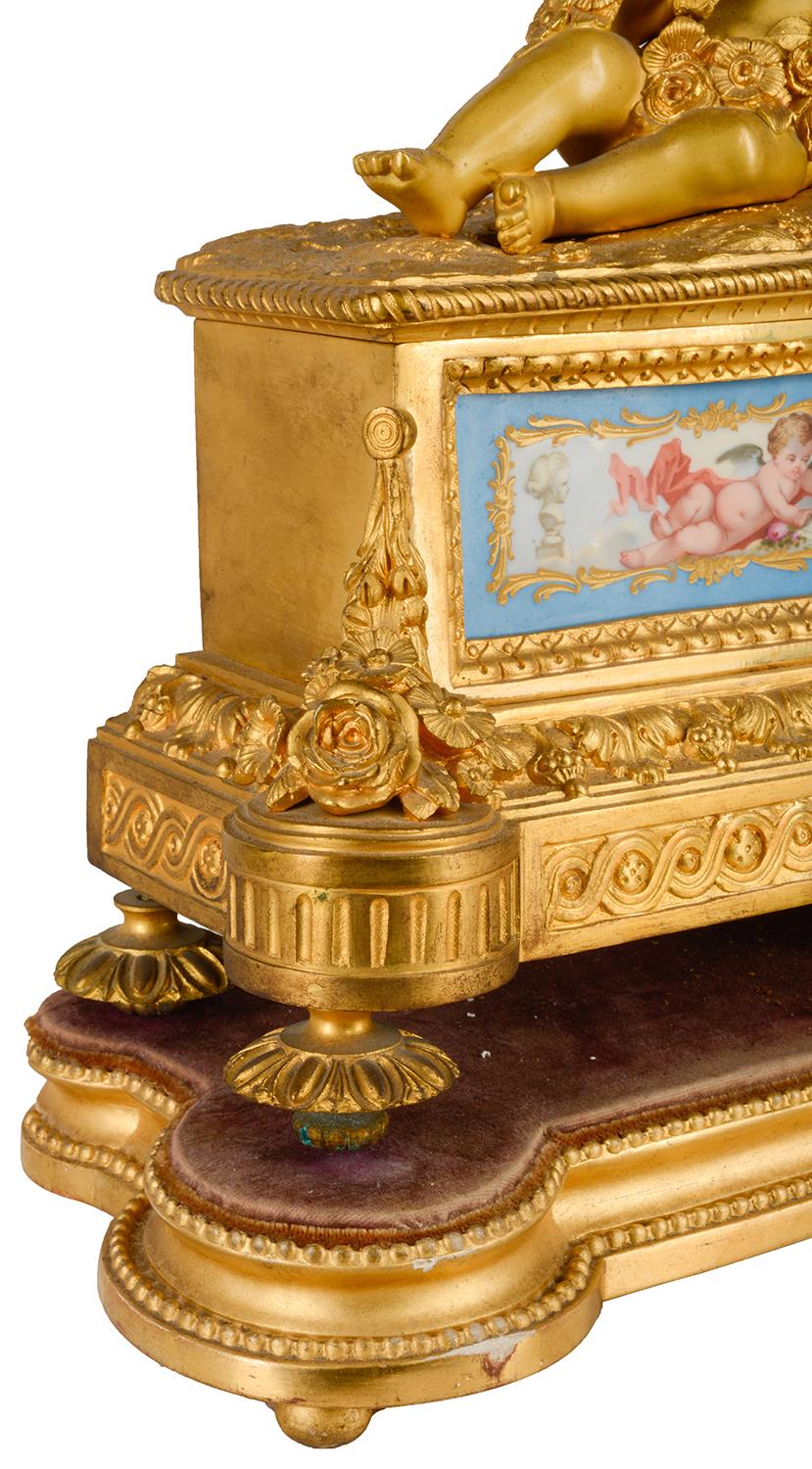 Louis XVI, Ormolu and Sevres Style Mantle Clock, 19th Century For Sale 5