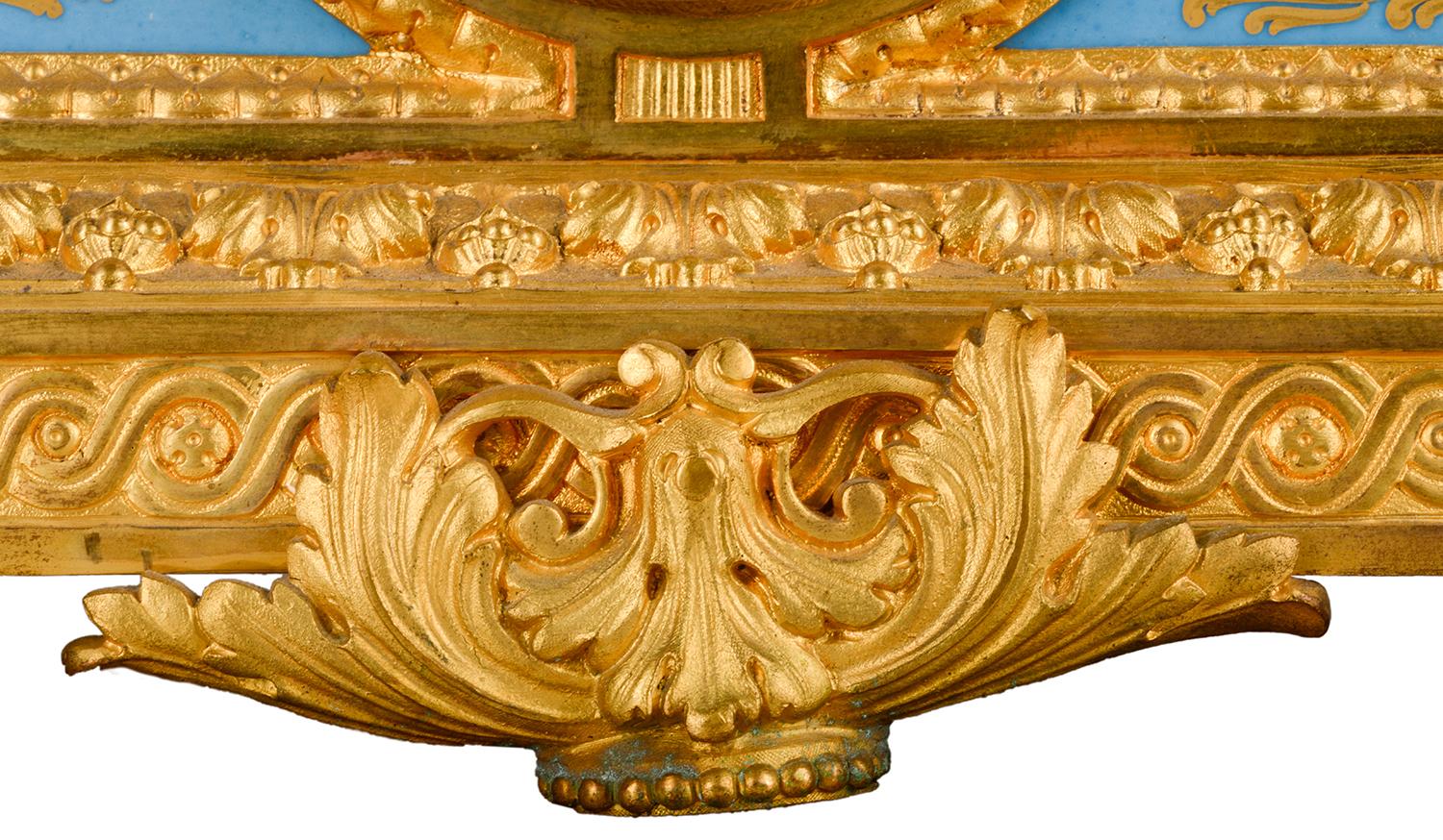 Louis XVI, Ormolu and Sevres Style Mantle Clock, 19th Century For Sale 6