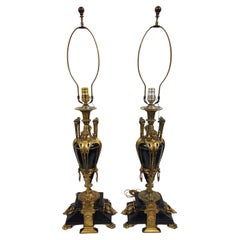 Louis XVI Ormolu & Black Onyx Lamps