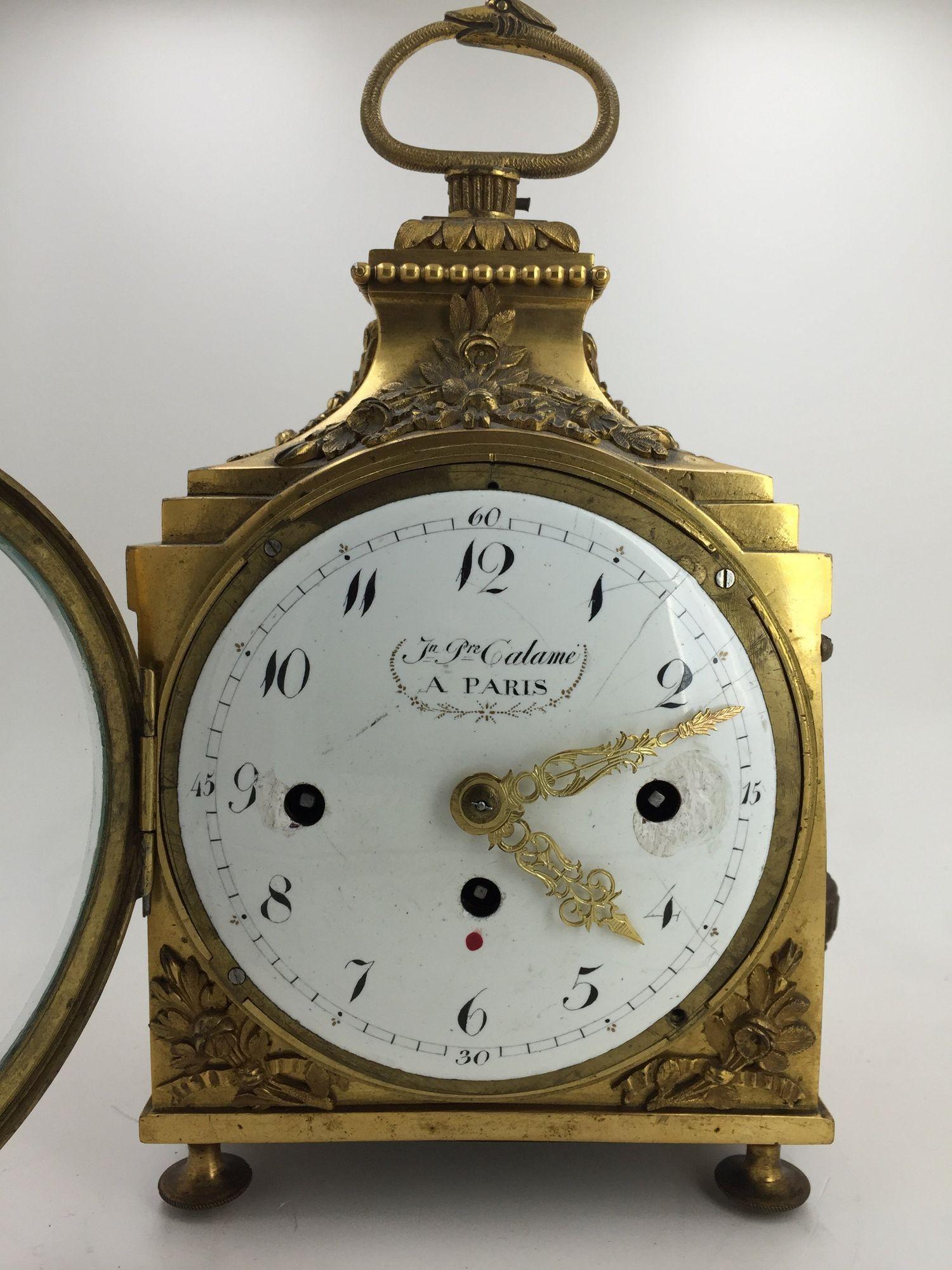 French Louis XVI Ormolu Carriage Clock, Pendule d'Officier, Late 18th Century For Sale