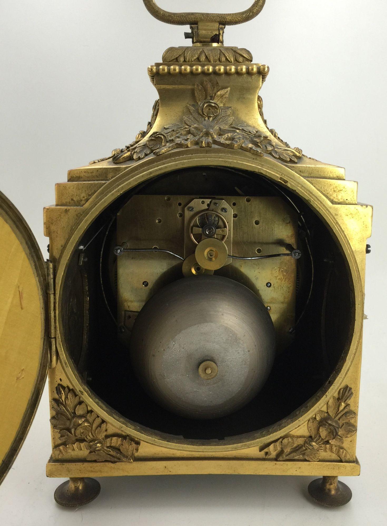 Cast Louis XVI Ormolu Carriage Clock, Pendule d'Officier, Late 18th Century For Sale