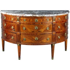 Louis XVI Ormolu-Mounted Demilune Kingwood Commode