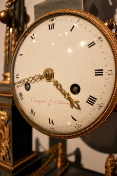 Louis XVI Ormulu-Mounted Blue Turquin Marble Portico Clock