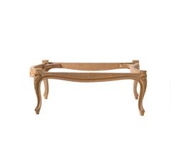 Pouf Louis XVI en hêtre italien sculpté à la main