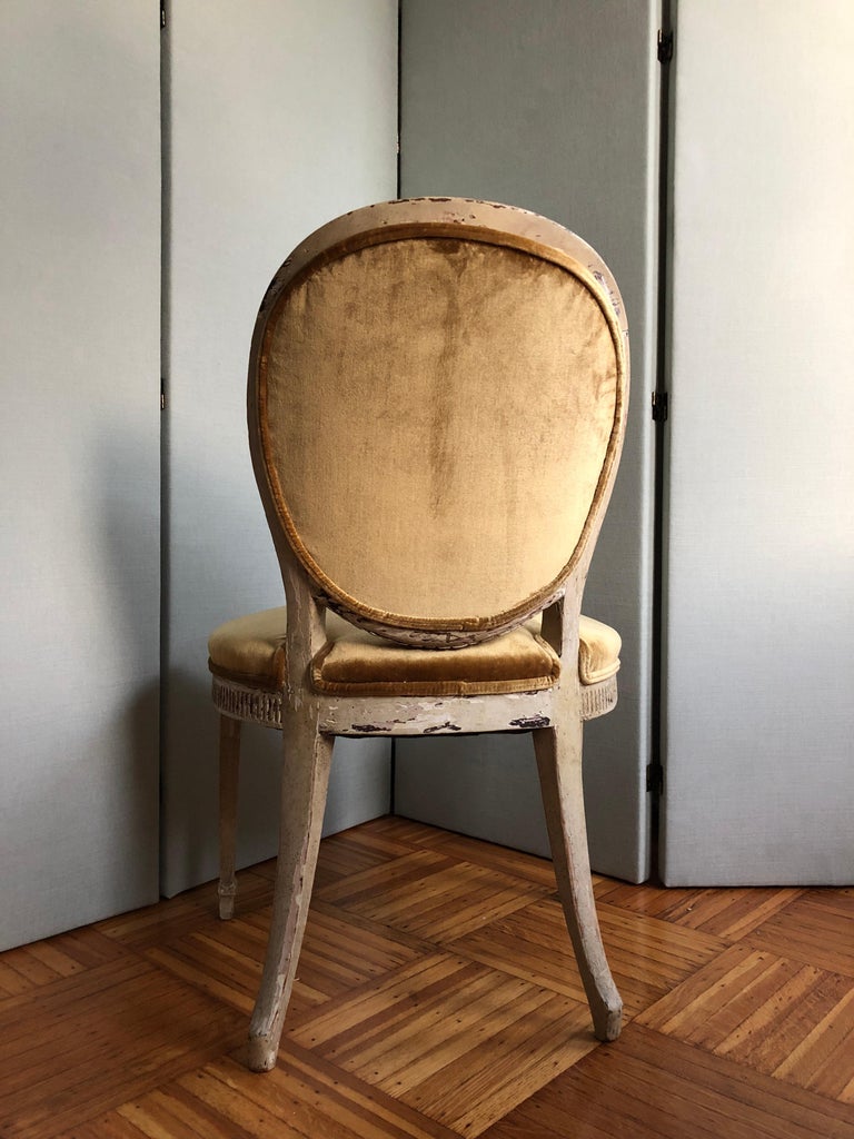 Louis Xvi Oval Back Side Or Dining Chair New Silk Velvet In Stock For Sale At 1stdibs