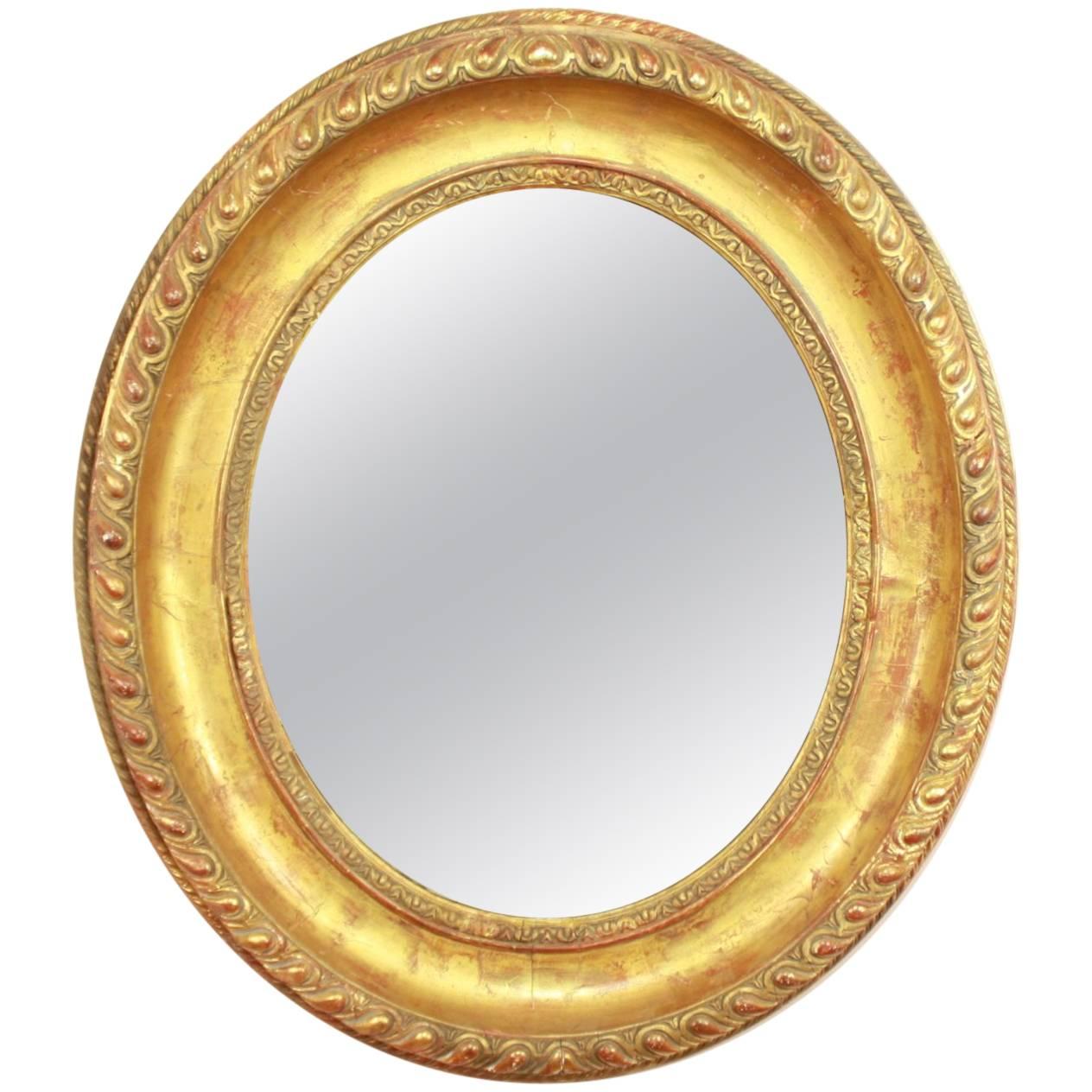 Louis XVI Oval Giltwood Wall Mirror at 1stDibs