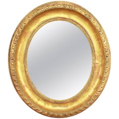 Louis XVI Oval Giltwood Wall Mirror