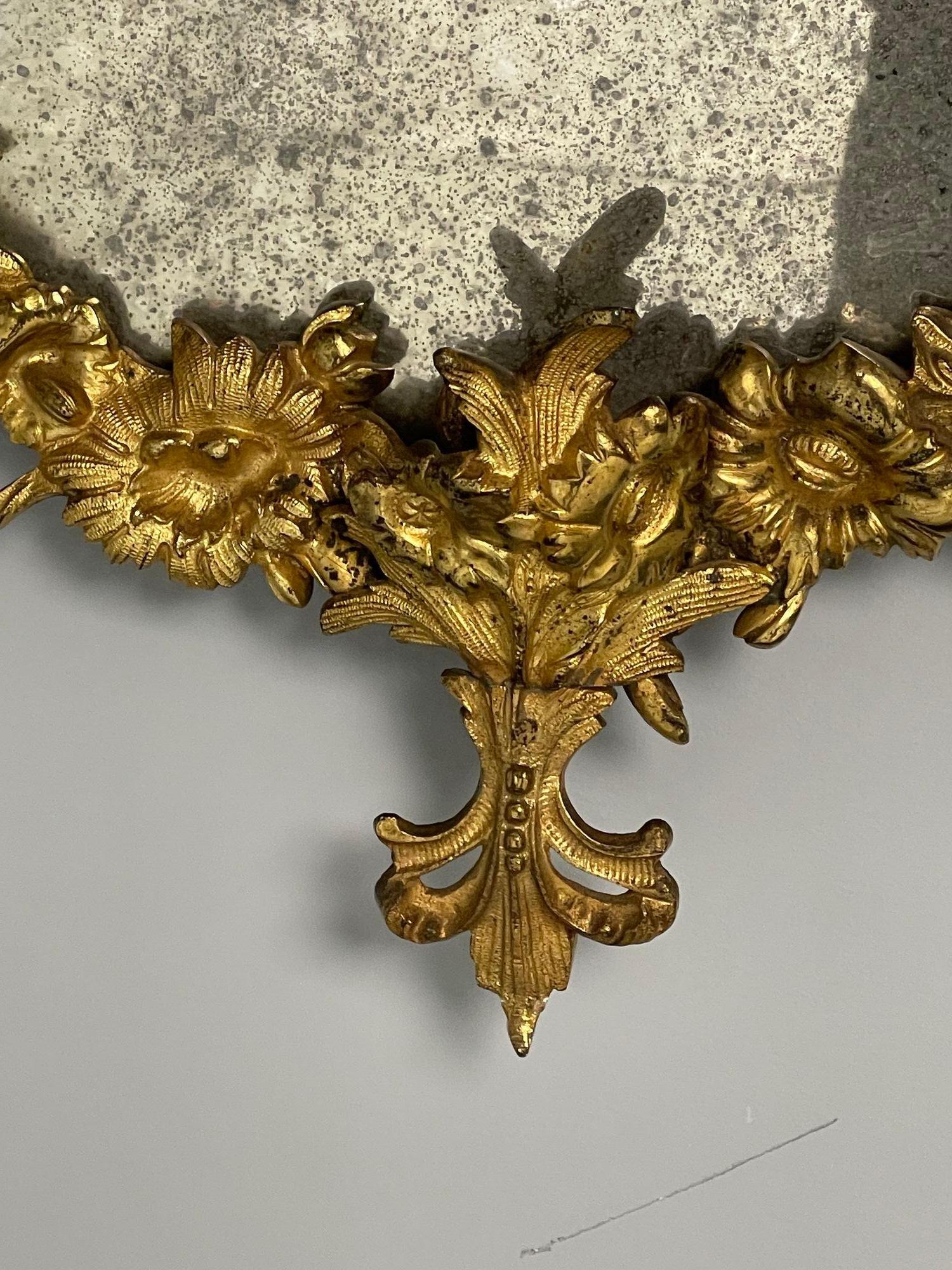 Louis XVI, Oval Wall Mirrors, Floral Motif, Bronze, Carved Wood, France, 19th C For Sale 5
