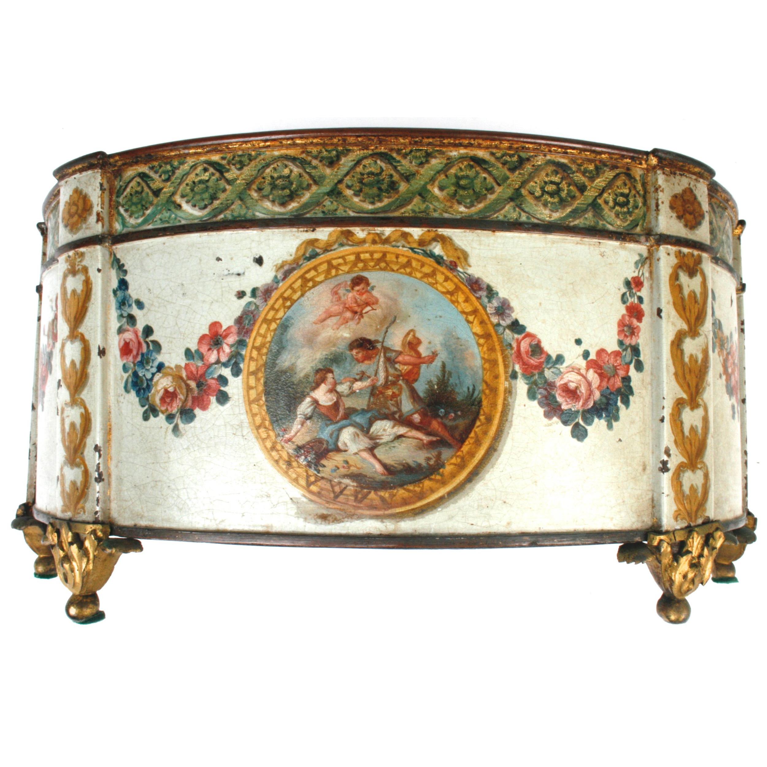 Louis XVI Painted and Gilt Decorated Tole Cachepot, c1780 For Sale