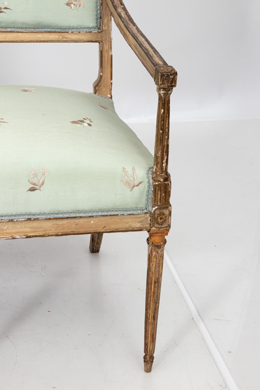 Upholstery Louis XVI Painted and Parcel Gilt Settee