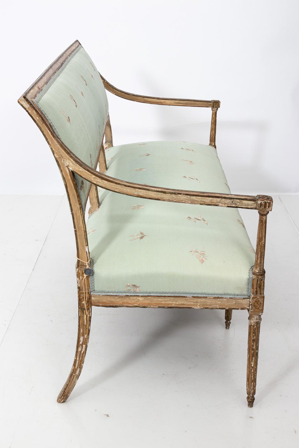 Louis XVI Painted and Parcel Gilt Settee 2