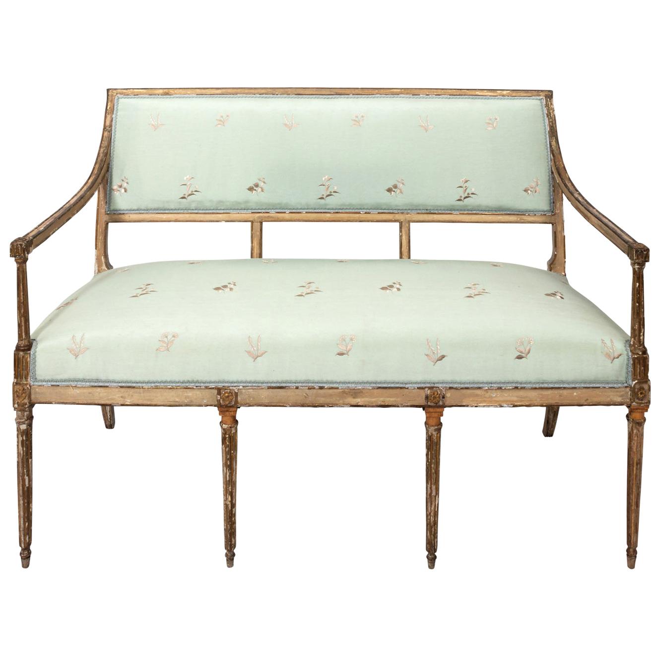 Louis XVI Painted and Parcel Gilt Settee
