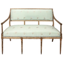 Louis XVI Painted and Parcel Gilt Settee