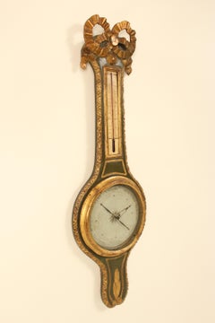 Louis XVI Painted and Partial Gilt Barometer