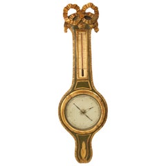 Antique Louis XVI Painted and Partial Gilt Barometer