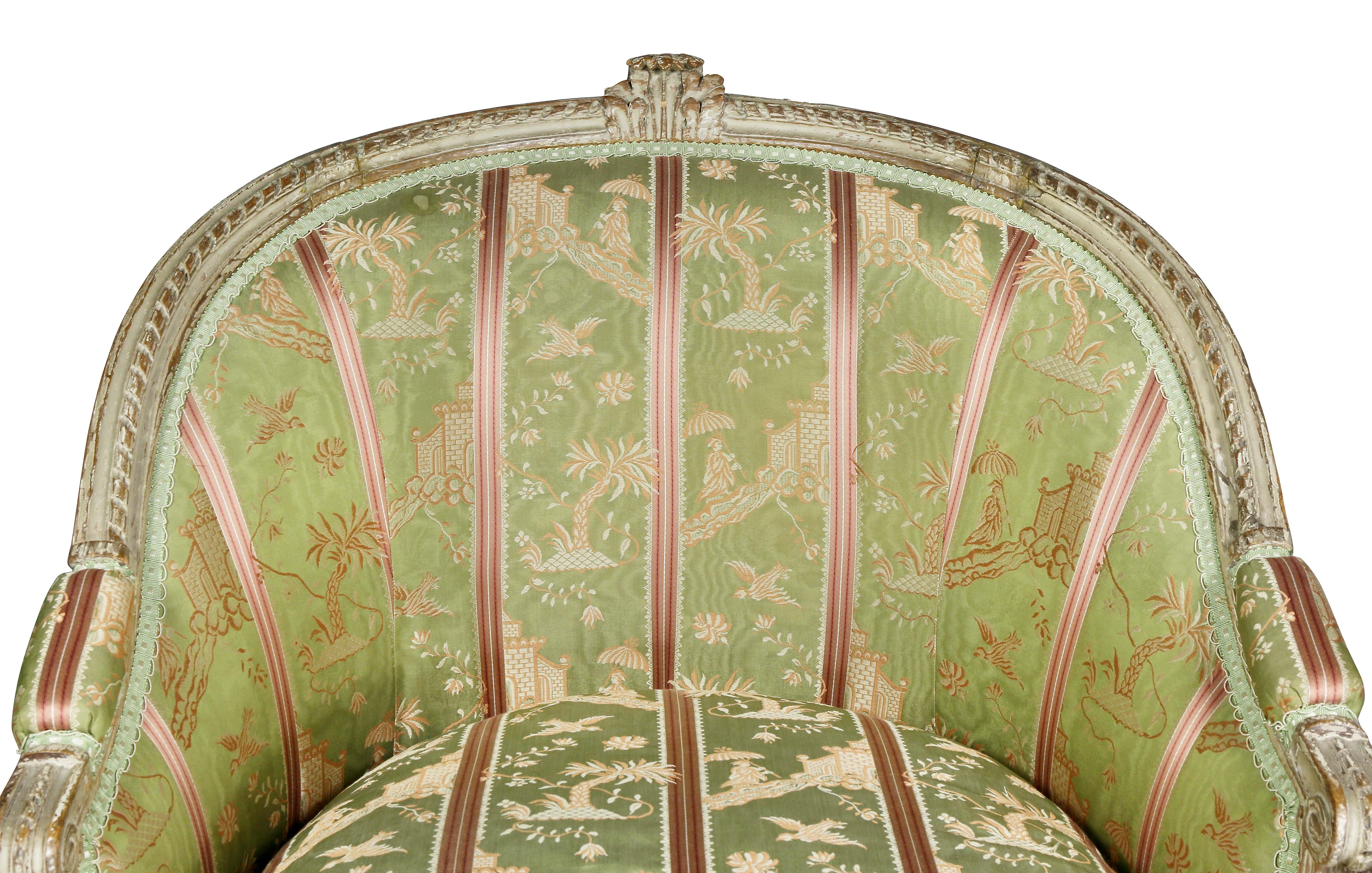 French Louis XVI Painted Bergere For Sale