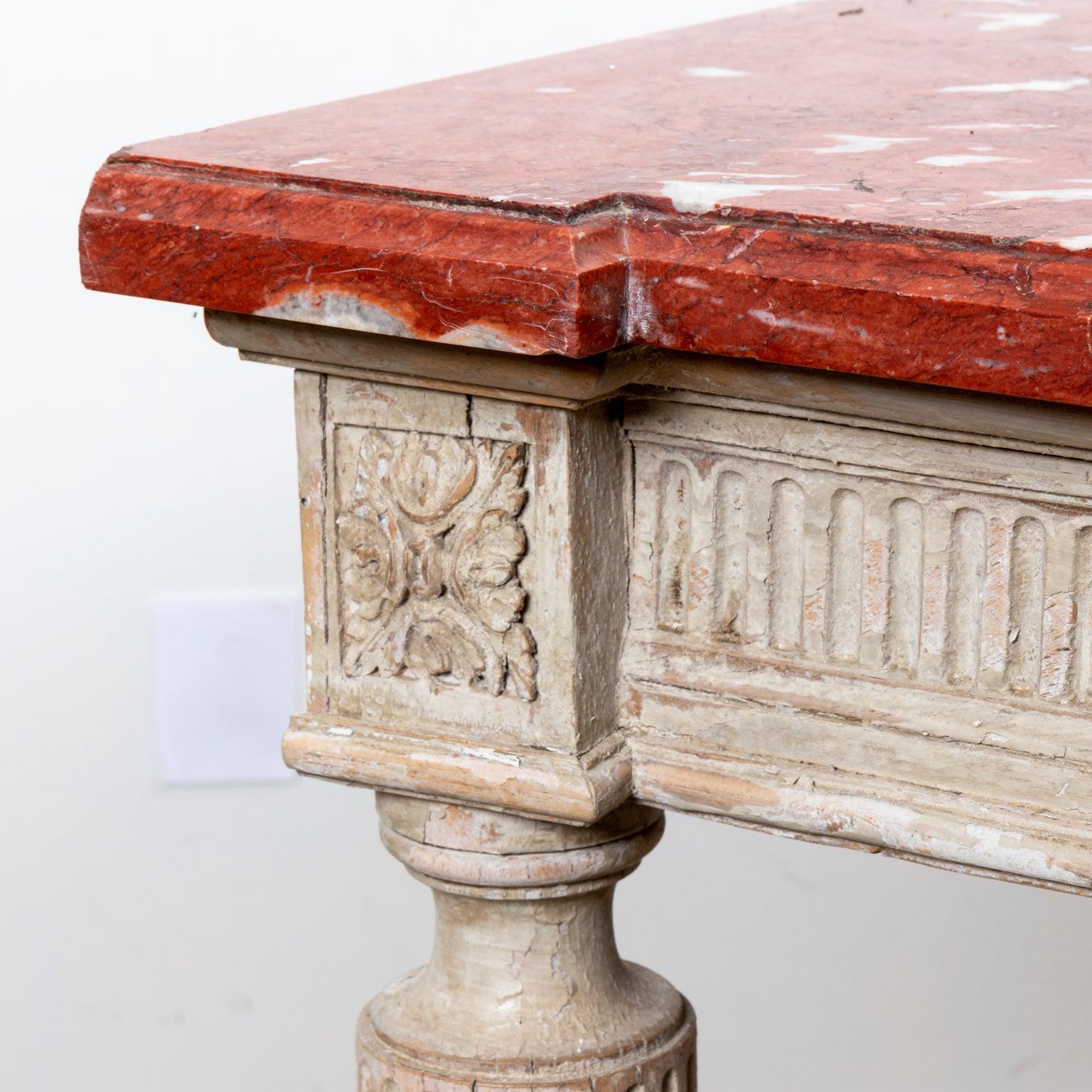 Louis XVI Painted Console with Marble Top For Sale 3