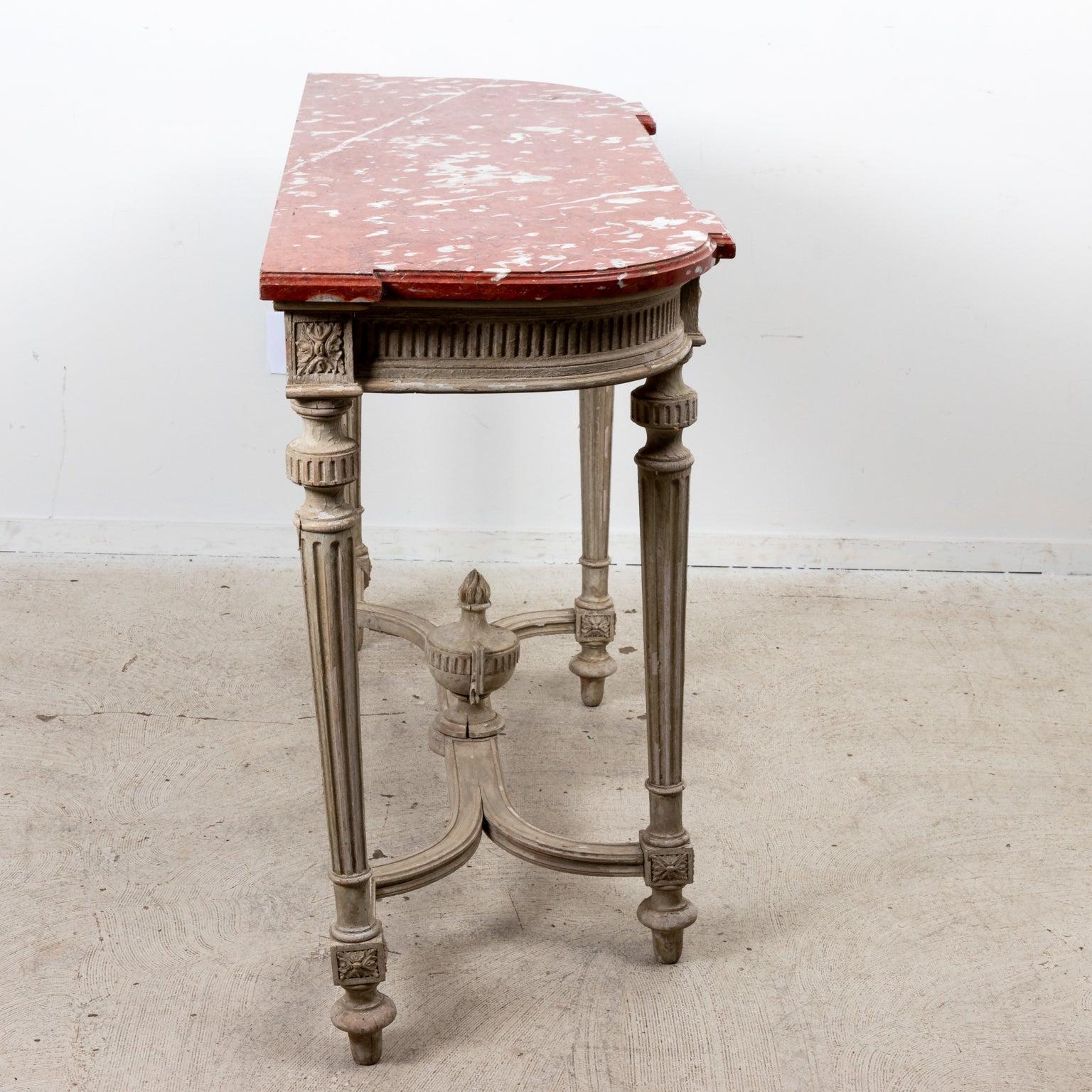 Louis XVI Painted Console with Marble Top For Sale 4