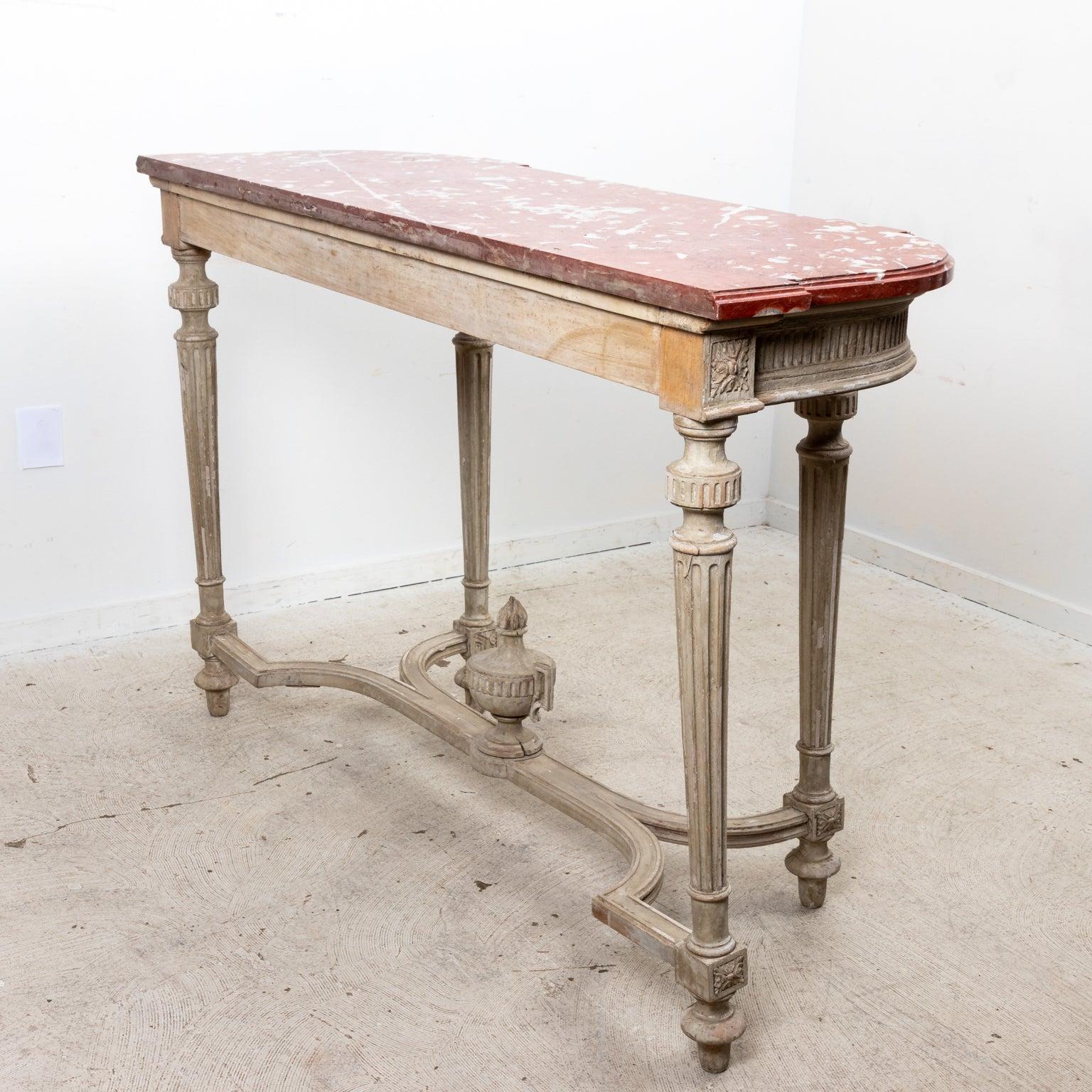 Louis XVI Painted Console with Marble Top For Sale 5