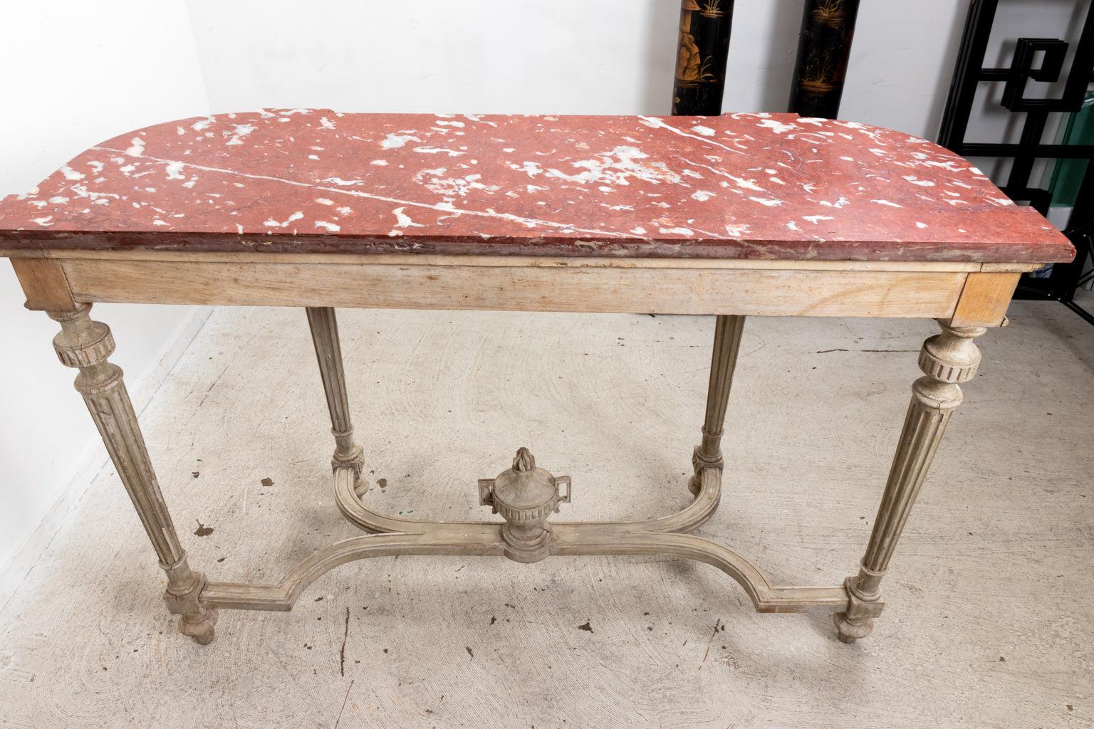 Louis XVI Painted Console with Marble Top For Sale 6