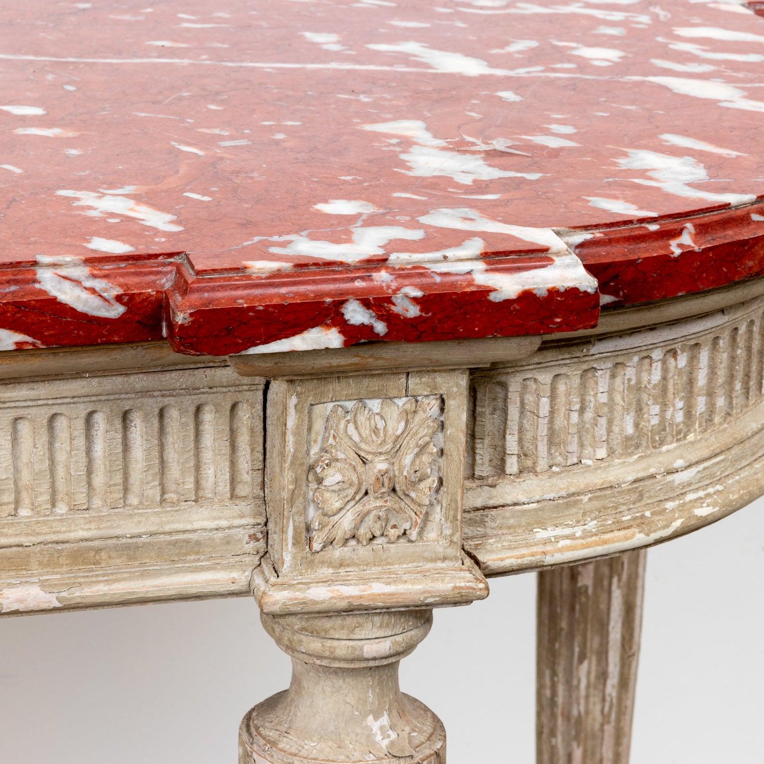Louis XVI Painted Console with Marble Top In Good Condition For Sale In Stamford, CT