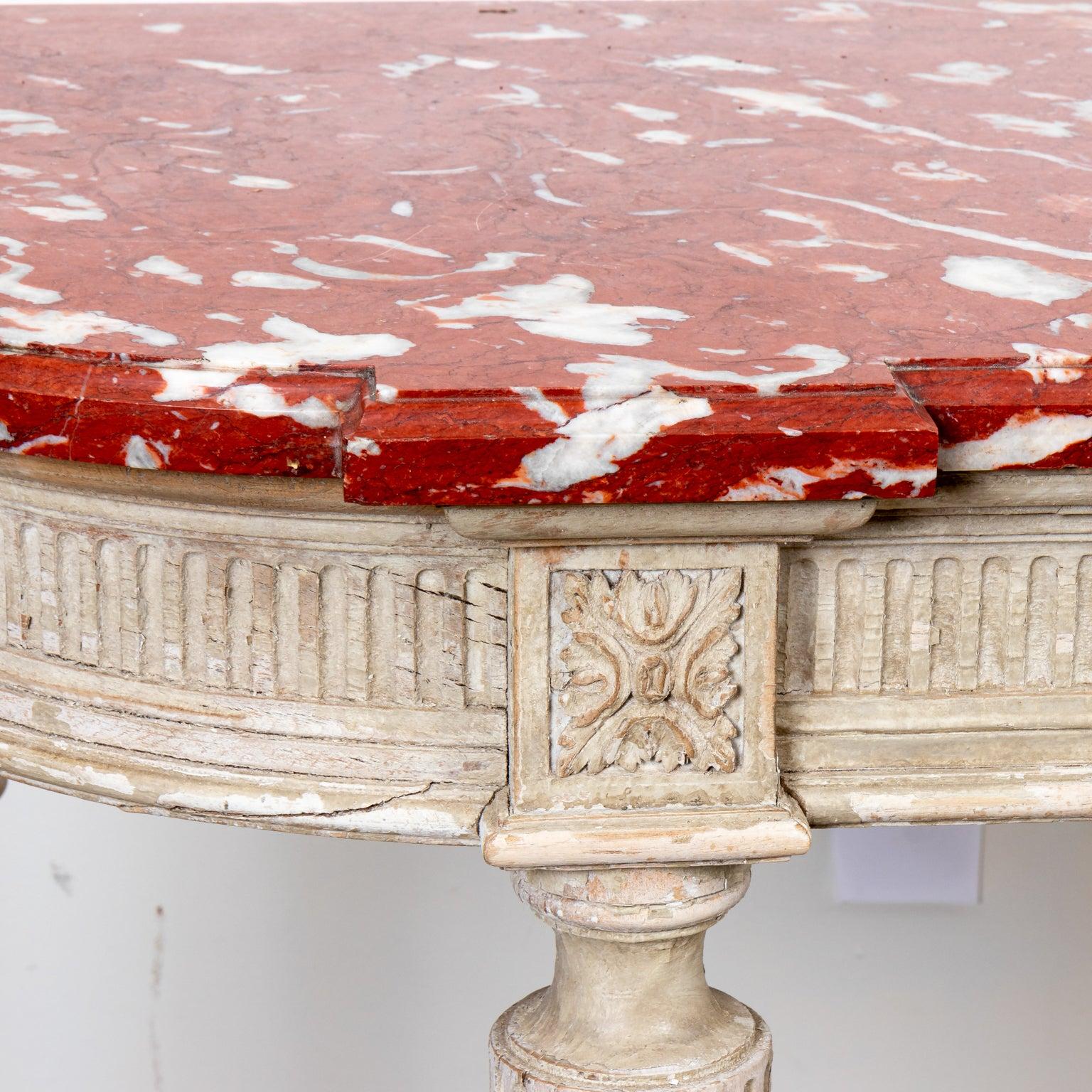 20th Century Louis XVI Painted Console with Marble Top For Sale