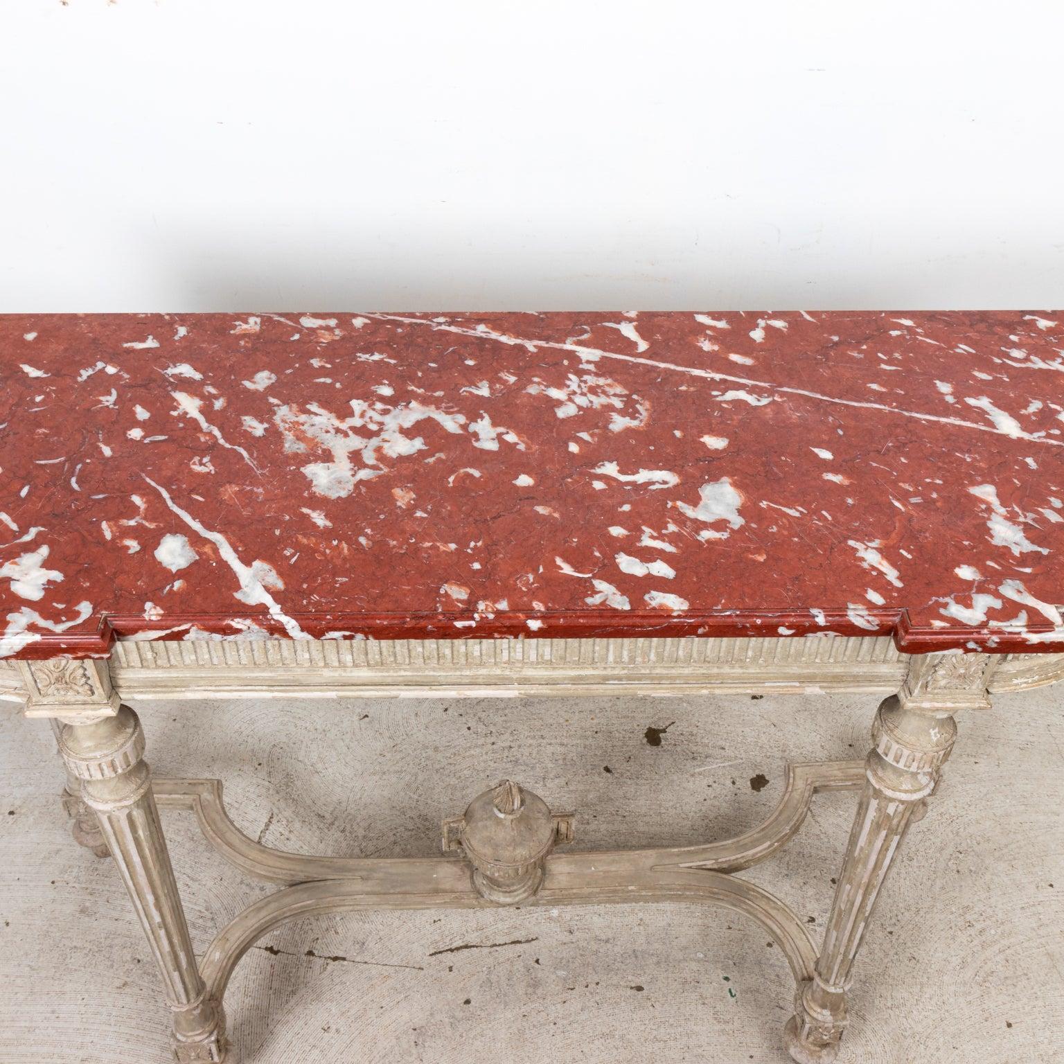 Louis XVI Painted Console with Marble Top For Sale 1