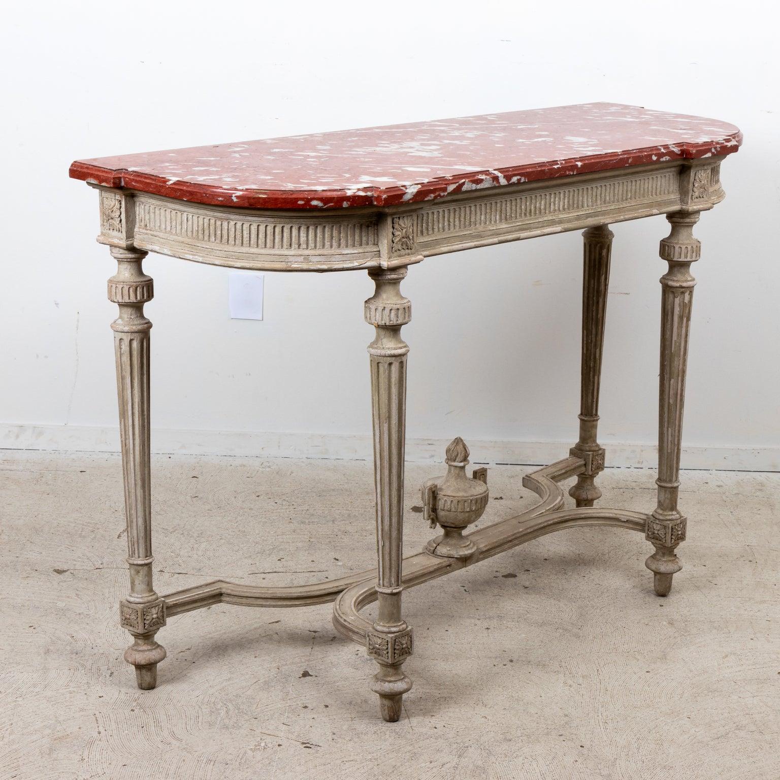 Louis XVI Painted Console with Marble Top For Sale 2