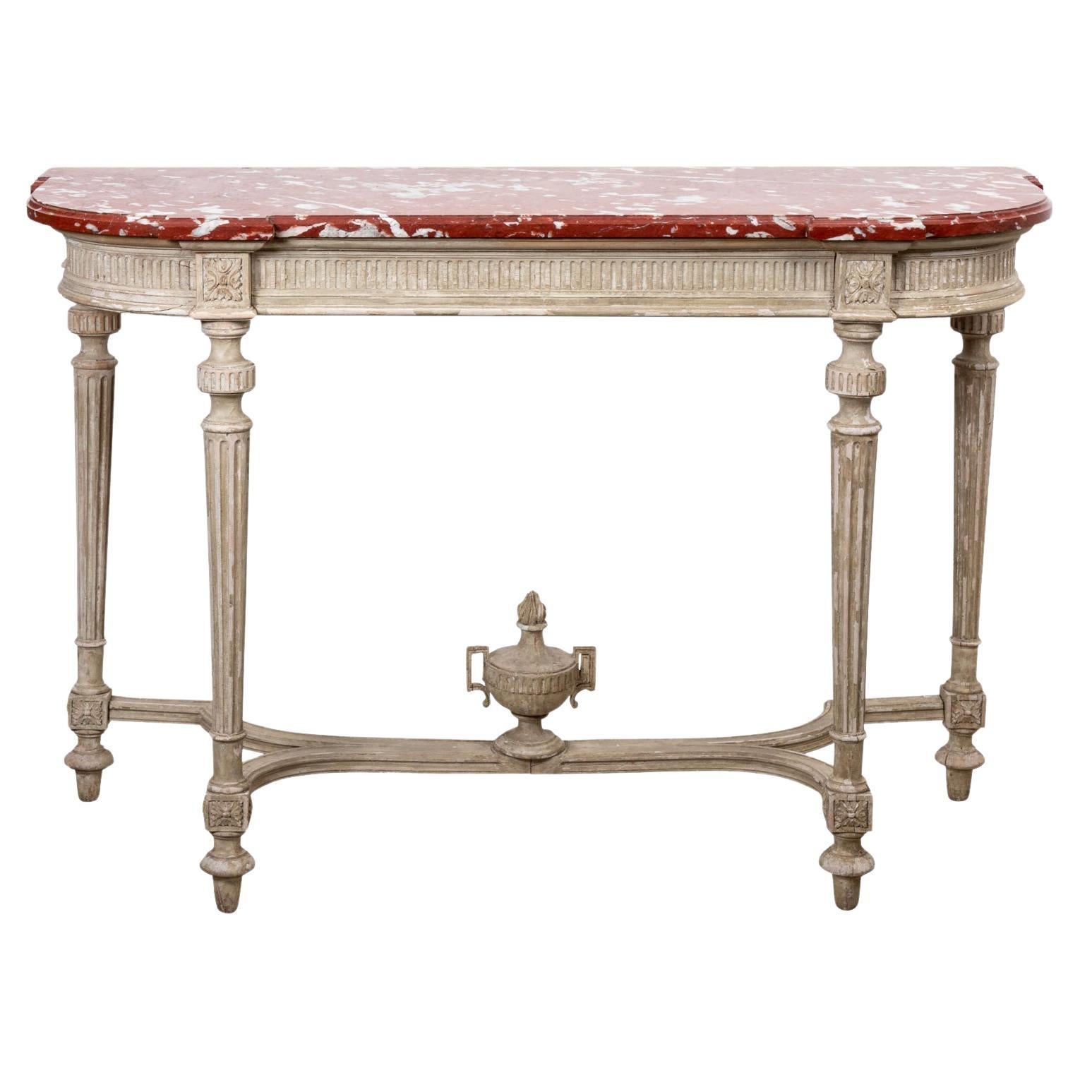 Louis XVI Painted Console with Marble Top For Sale
