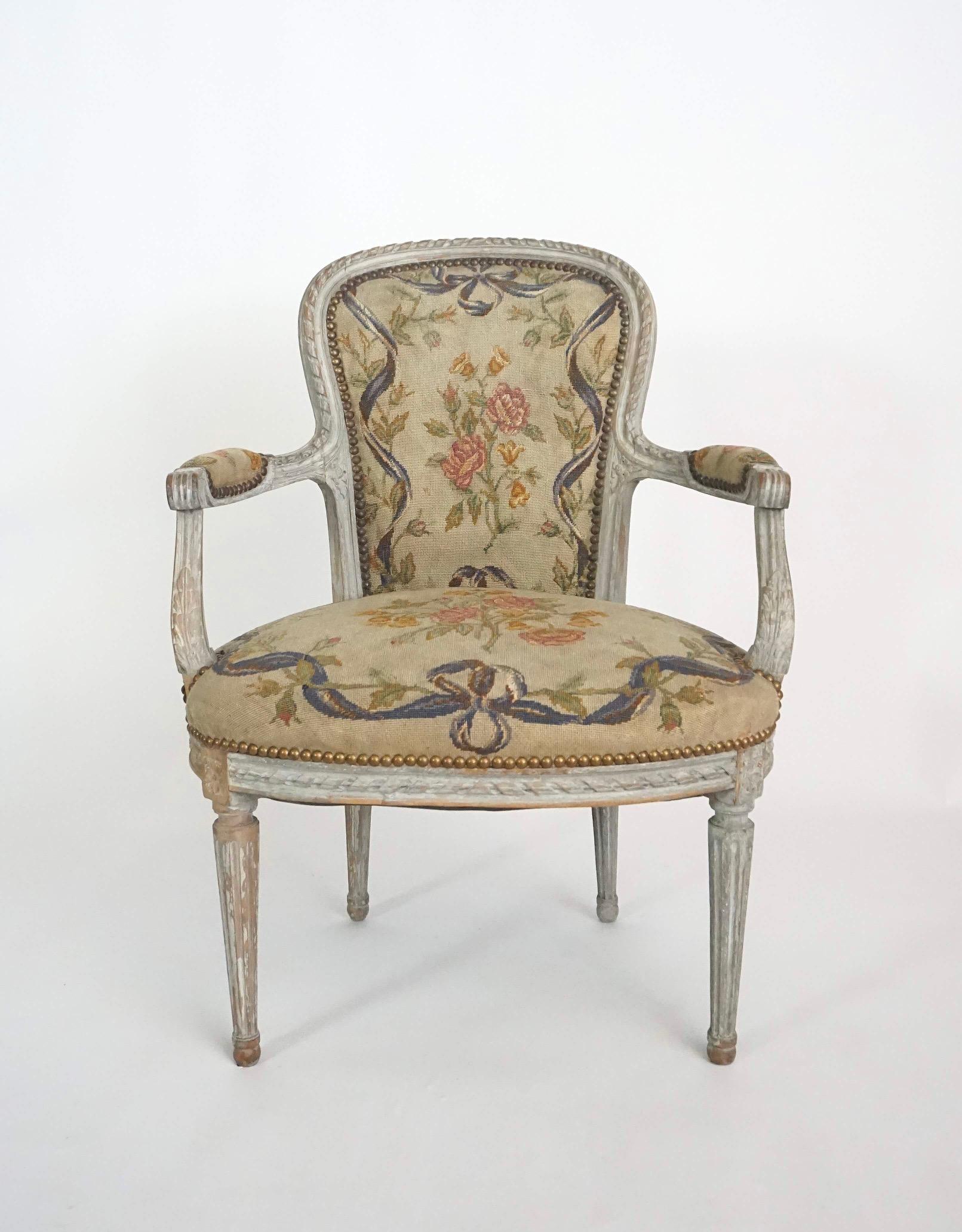 French Louis XVI Painted Fauteuil, circa 1770 For Sale